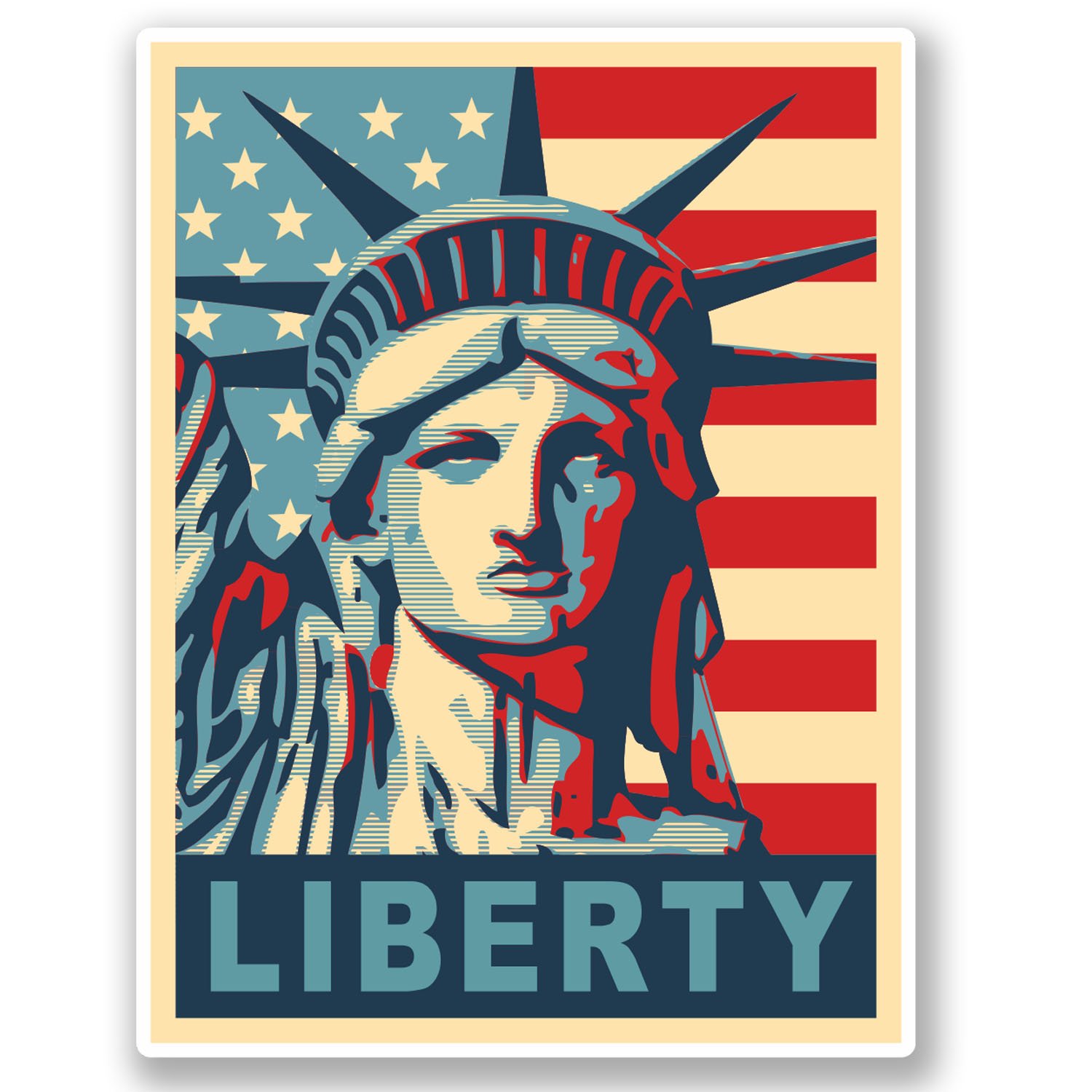 2 x Statue of Liberty USA Flag Vinyl Sticker Bike Laptop Luggage Travel #4627 (7.6cm Wide x 10cm Tall)