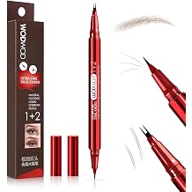 Eyebrow Pencil for Women, Dual-Ended Microblading Eyebrow Pen with 2-Fork Tip & Precise Brush-Tip, Waterproof Brow Pencil for Natural Hair-Like Strokes, Long-Lasting Eye Brow Pen 02 Light Brunette
