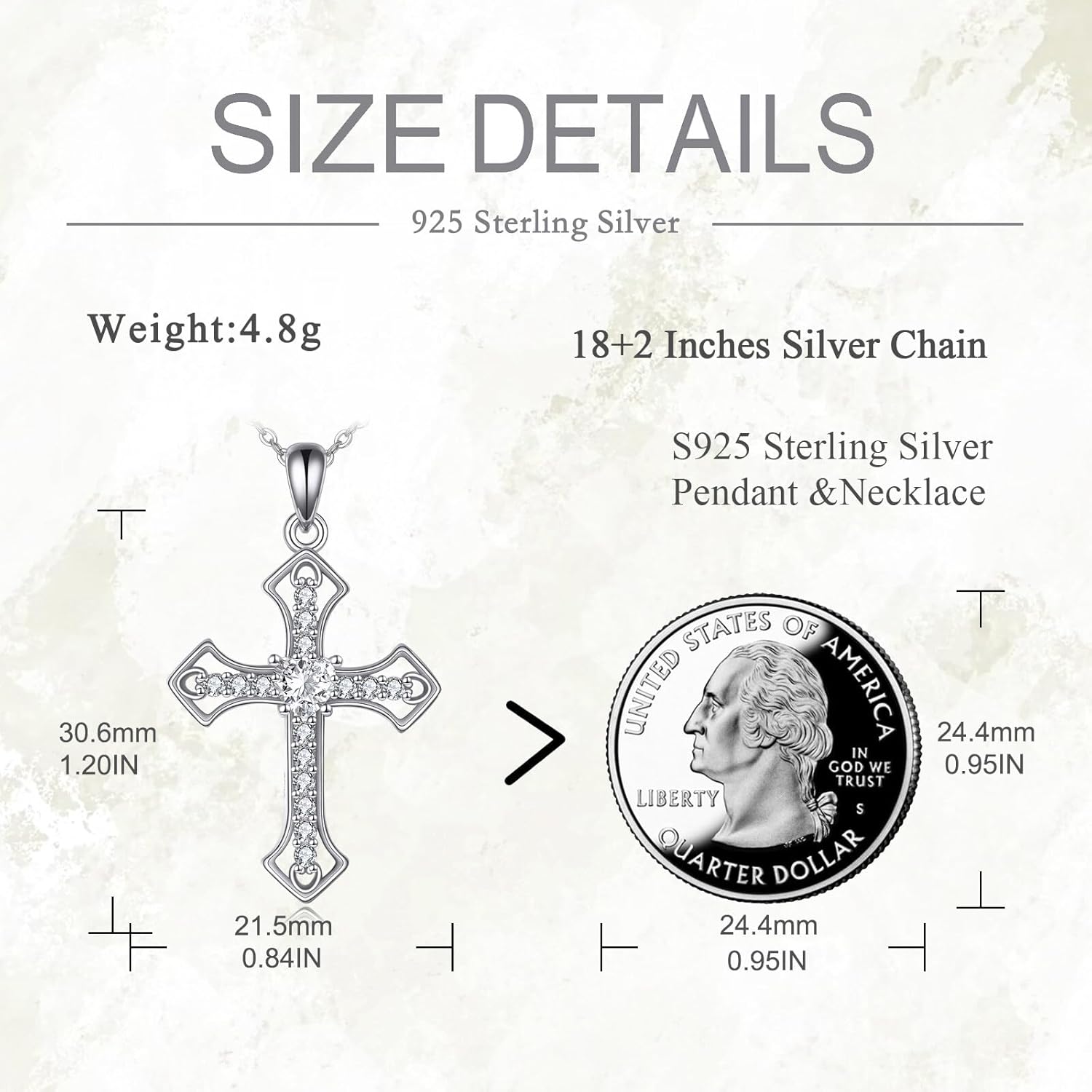 Cross Necklace for Women Men Sterling Silver Cross Jewelry for Women - Image 4