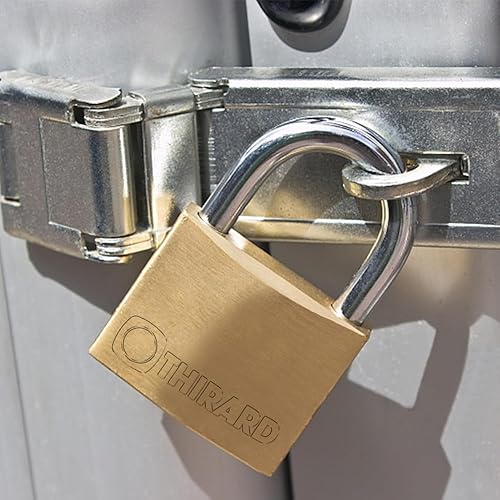 Miniatura 3 de THIRARD Candado de latón tipo 1  Cerradura de seguridad resistente a la intemperie con mecanismo de pasador reforzado  Llave igual para cobertizos,