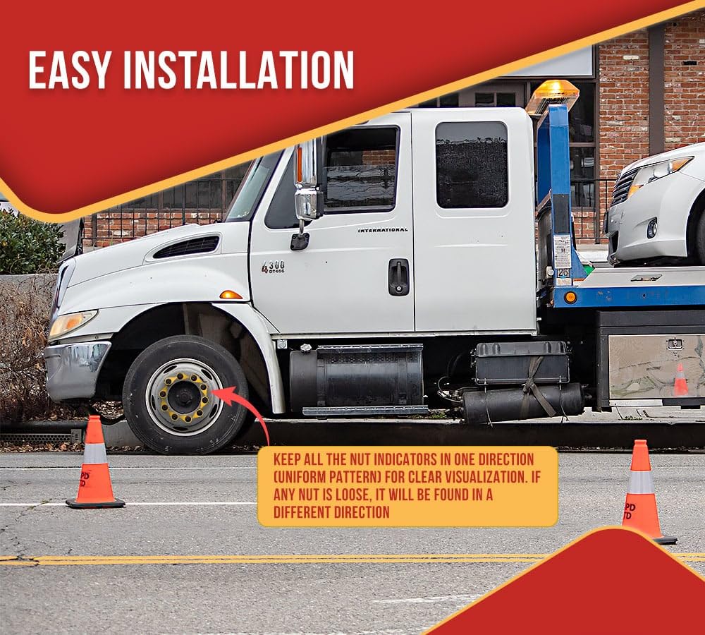 Mytee Products 200 Pcs Checkpoint Loose Wheel Lug Nut Indicators for 21mm Nuts – High Visibility Yellow 22mm Pointed Studs, Wheel Check Indicator for Commercial Trucks, Enclosed Trailers