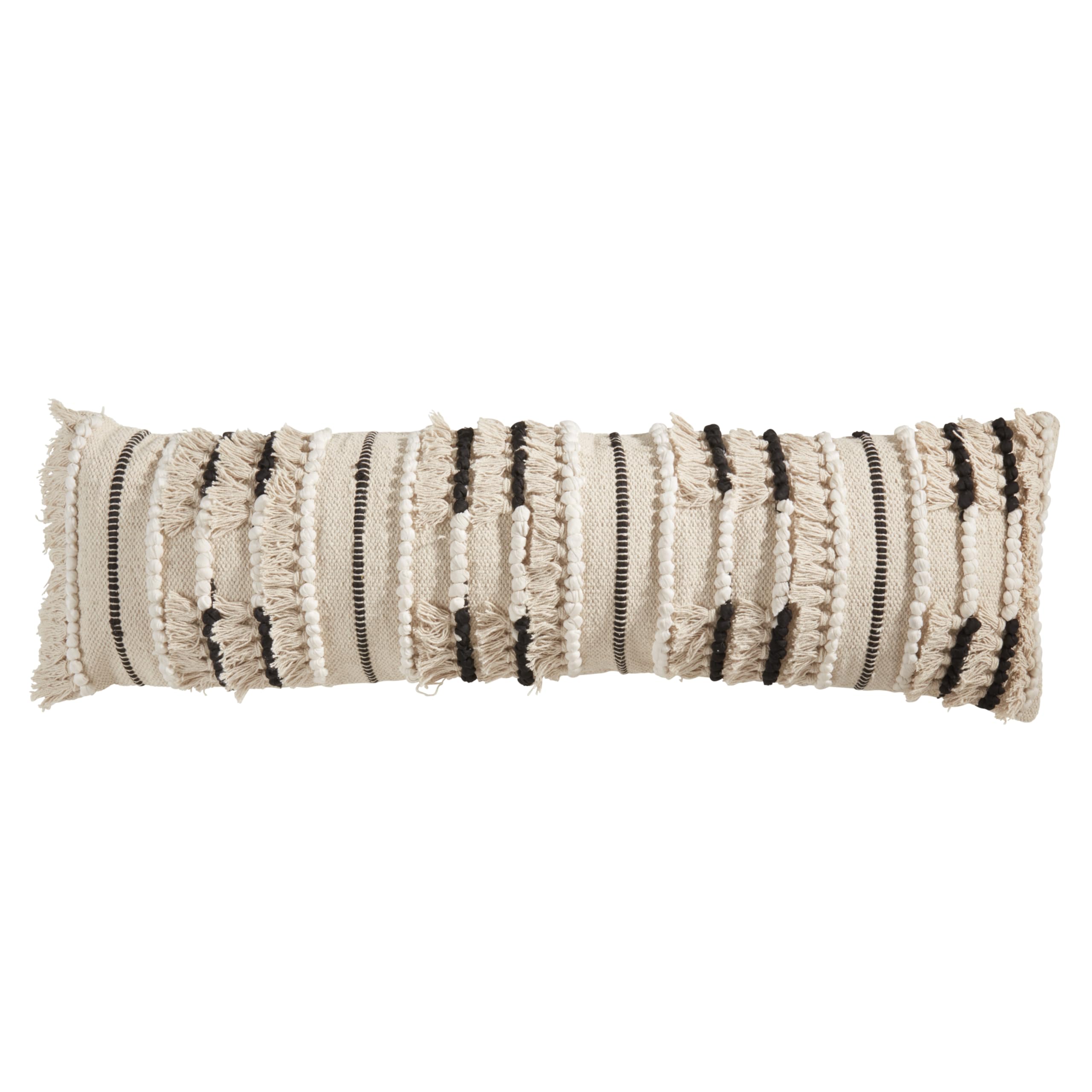 SARO LIFESTYLE Stylish Fringe Poly Filled Pillow with Intricate Detailing