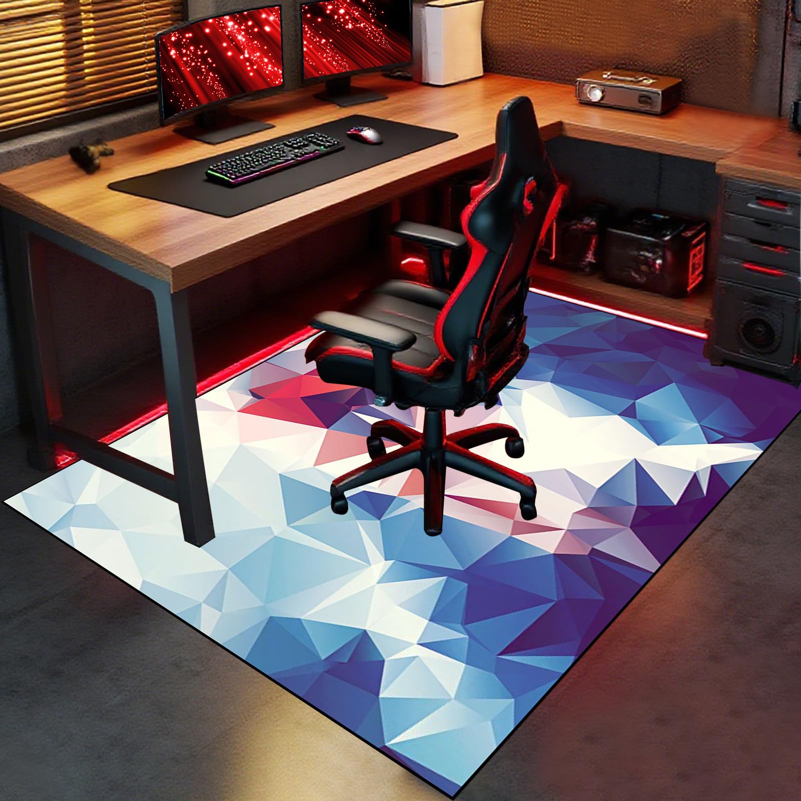 Tapis de chaise de jeu - Tapis de sol pour chaise - Tapis de sol bureau - Tapis de sol gaming - Tapis antidérapant sous chaise de bureau - 180 x 220 cm Tapis protège-sol pour chaise fauteuil gaming