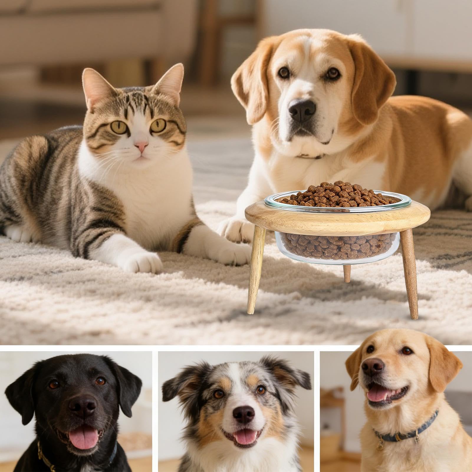 Ciotole Rialzate Per Gatti Mangiatoia Antirigurgito Con Supporto | Rialzata Con Altezza Regolabile Per Gatti Per Appartamento Cucina Salotto Camera da