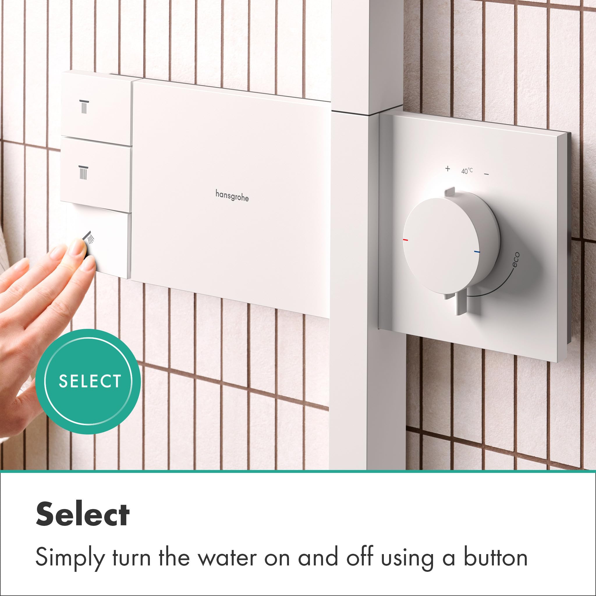 hansgrohe Raindance Alive S - sistema de ducha con termostato, ducha lluvia (300 mm) con grifo, ducha de mano, flexo, barra, ducha fija redonda (2 tipos de chorro), blanco mate, 24595700