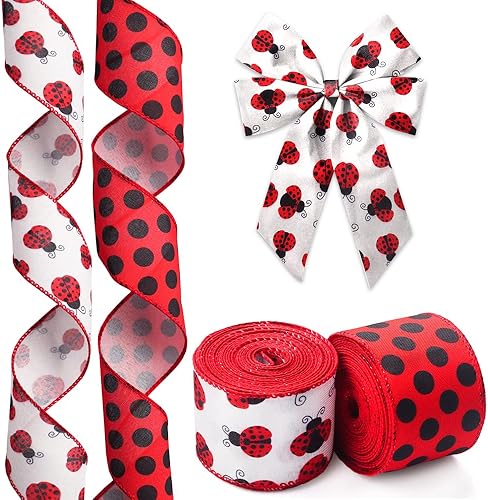 Miniatura 10 de Hying 2 rollos de cintas de flores de primavera para envolver lazos de corona, regalos, cinta de mariposa floral de arpillera para envolver regalos