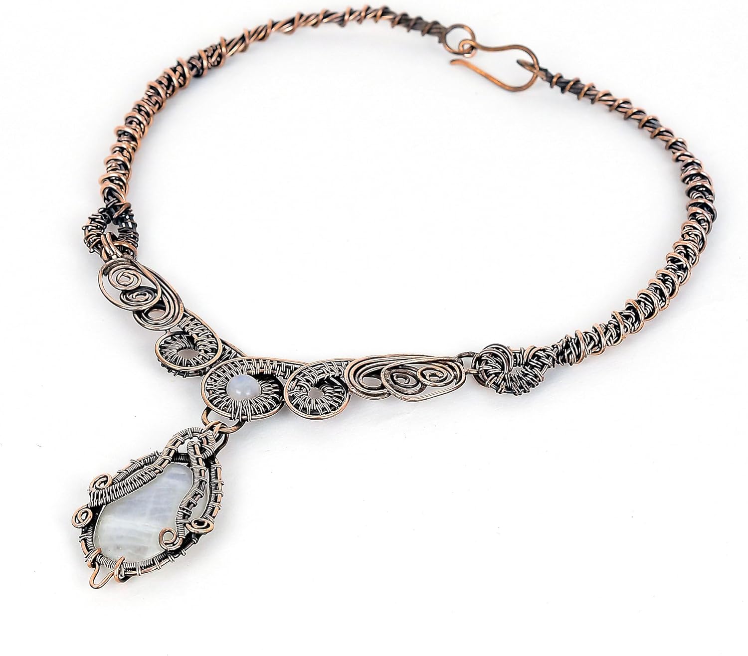 Tanay Gems and Jewels Rainbow Moonstone Necklace, Copper Wire Wrapped, Natural Gemstone, Handmade Elegant Jewelry, Unique Gift for Her, Copper Wire Jewelry - Image 3