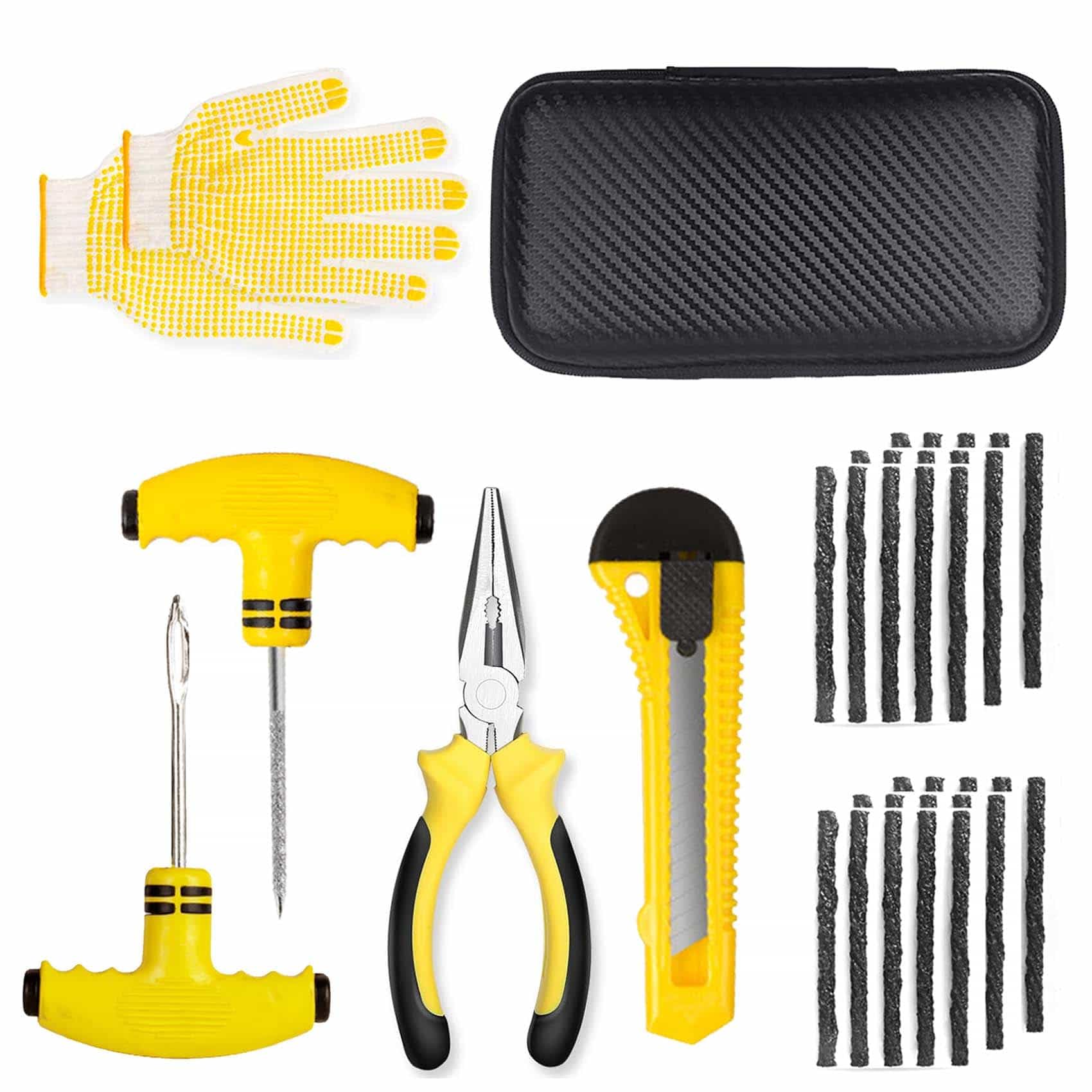 EidoctTyre Repair Kit, Car Puncture Repair Kit, Tubeless Tyre Puncture Repair Kit,Emergency Fix Puncture for Auto Car Motorcycle Truck Van - 30 Strings and Storage Box
