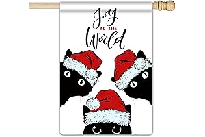 Black Cat Burlap Christmas Flag for Outside 28 x 40 Double Sided