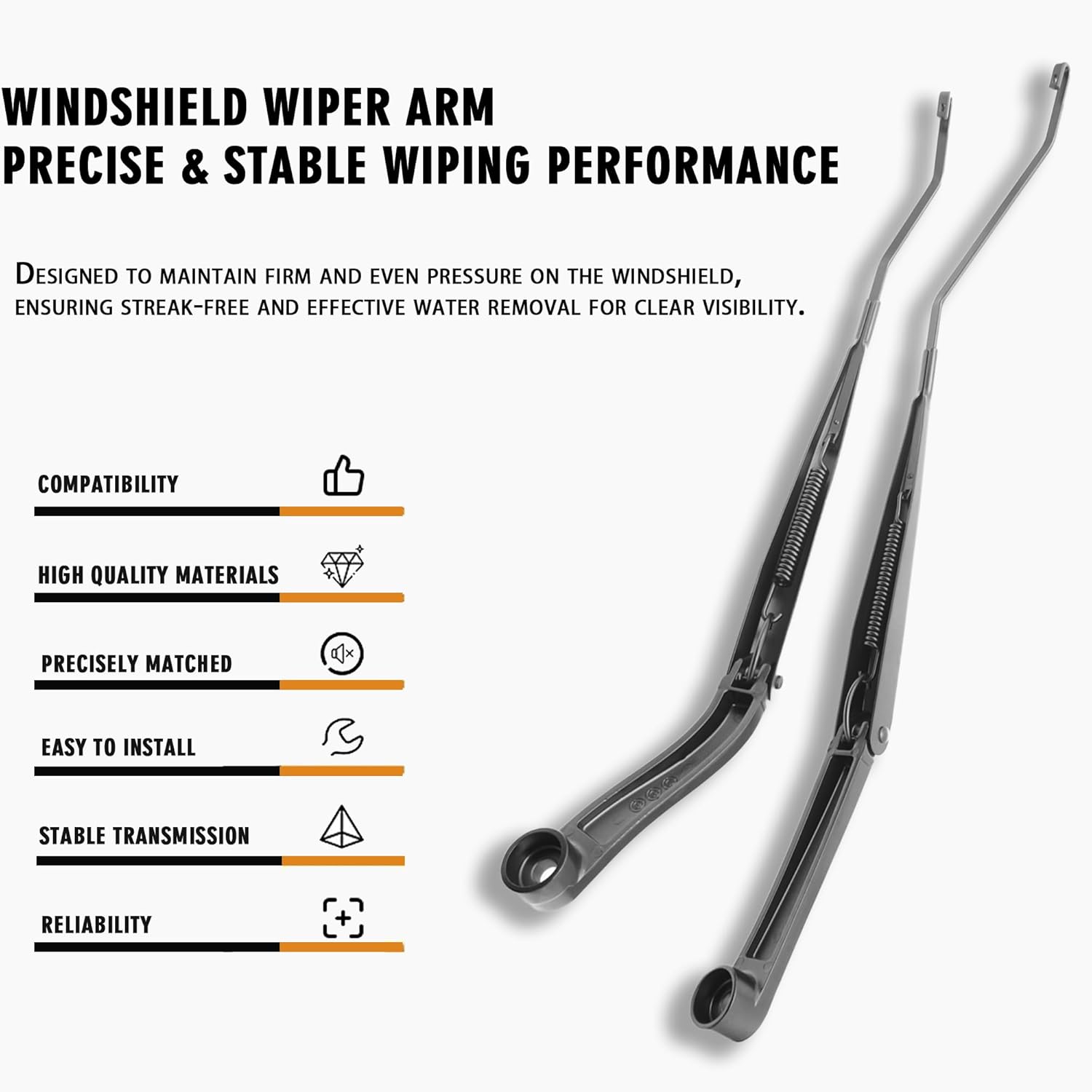 1 Pair Front Windshield Wiper Arm Kit Noiseless Rust Protection Fits Compatible With 2011-2016 Chevrolet Cruze Replace OE 95971328 95971329 Right and Left