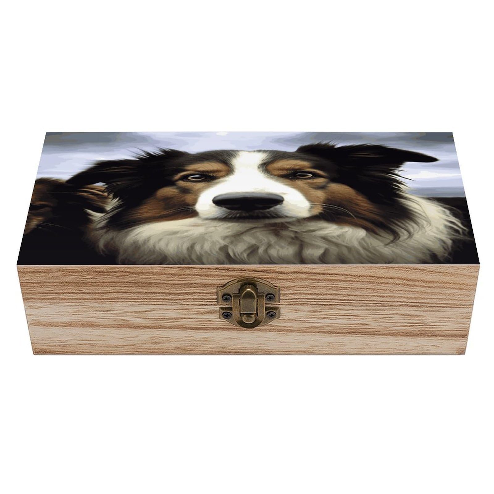 Adfgyerh Style Sheep Dog Bins Solid Wood，Jewelry Box Retro And Exquisite，Storage Box Used For Storing Photos, Souvenirs, Letters, Gifts, And Jewelry.