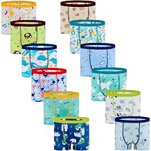 Boys Boxer Briefs, 12 Pack Kids Underwear Boys | Cotton-Spandex, 2-13 Years, Reusable