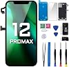 for iPhone 12 PRO MAX Screen Replacement 6.7 LCD Display 3D Touch Digitizer Full Assembly with Ear Speaker Proximity Sensor with Fix Repair Tools Kit Waterproof Adhesive A2411 A2342 A2410