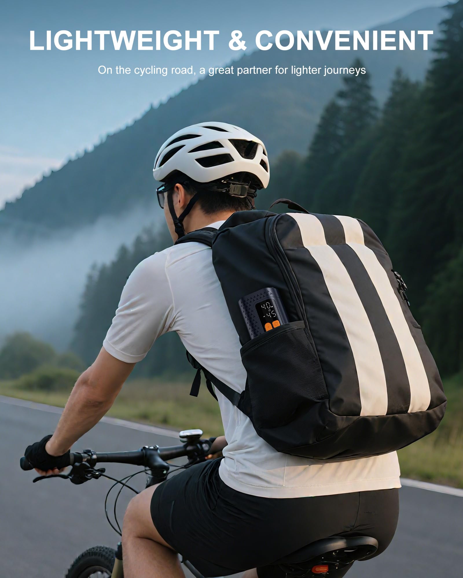 Electric Bike Pump, 160PSI Mini Bike Tire Pump, 4X Fast Bicycle Pump with Digital Pressure Gauge, Bike Air Pump for Mountain Bike, Moto, Car and Balls