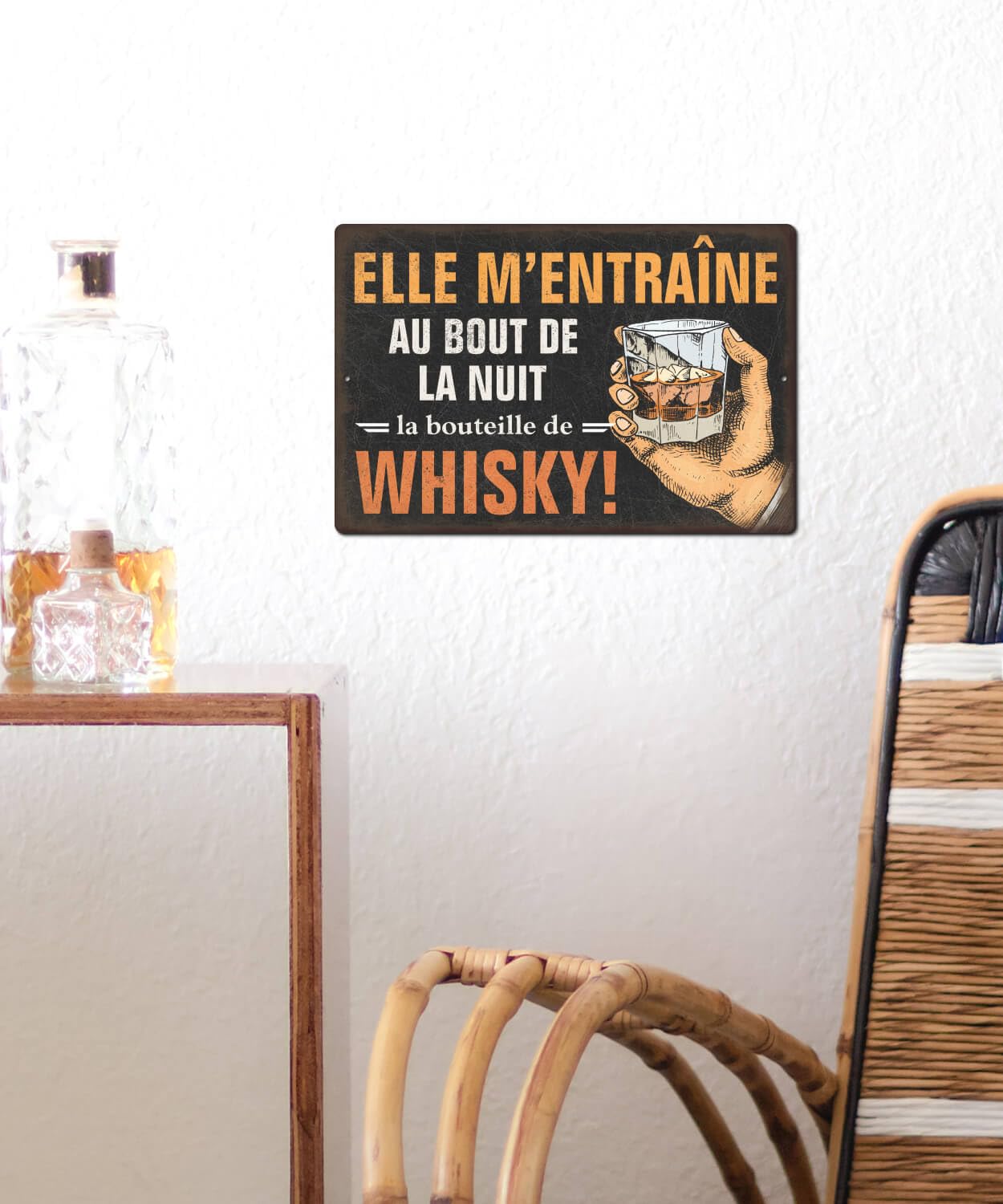 Panneau Décoratif Vintage « Mon Coin Bonheur BAR » - Plaque Métallique Style Rétro 30 X 20 Cm Pour Bar, Cave Ou Maison