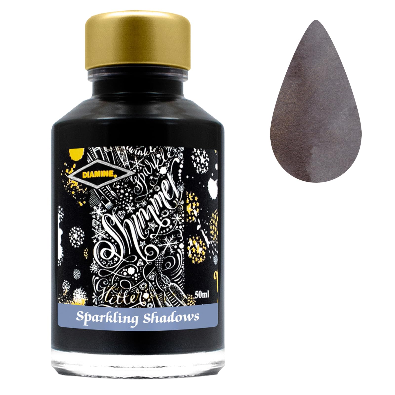 Diamine Fountain Pen Bottled Ink, 50ml - Shimmering Sparkling Shadows