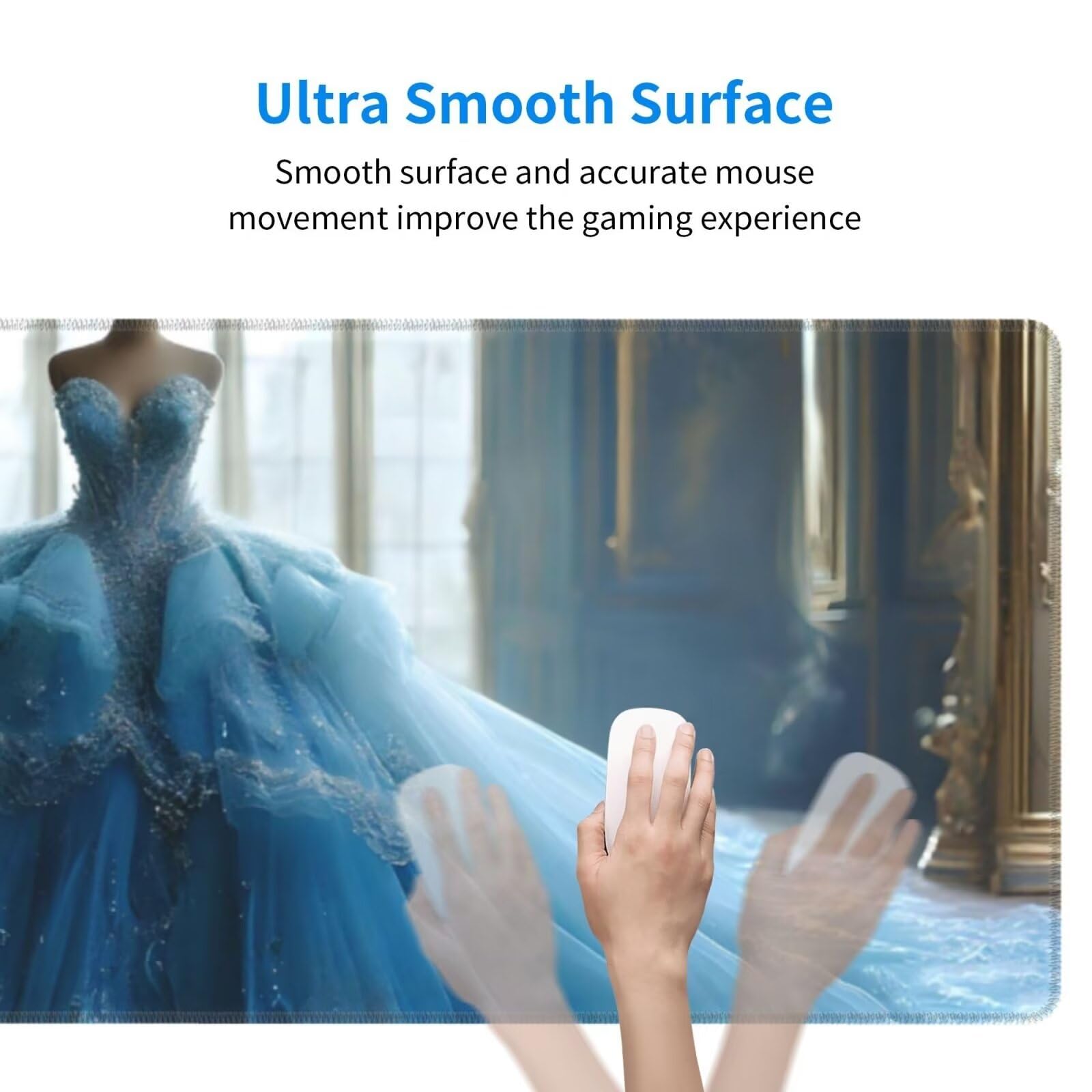 Tappetino Mouse, Tappetino Mouse Gaming Grande XXL 1500x800x3mm Tappetino Scrivania Mouse Pad, Base in Gomma Antiscivolo, Bordi Cuciti,Lavabile, Mousepad per Ufficio e Gaming (Abito da sposa blu) R428