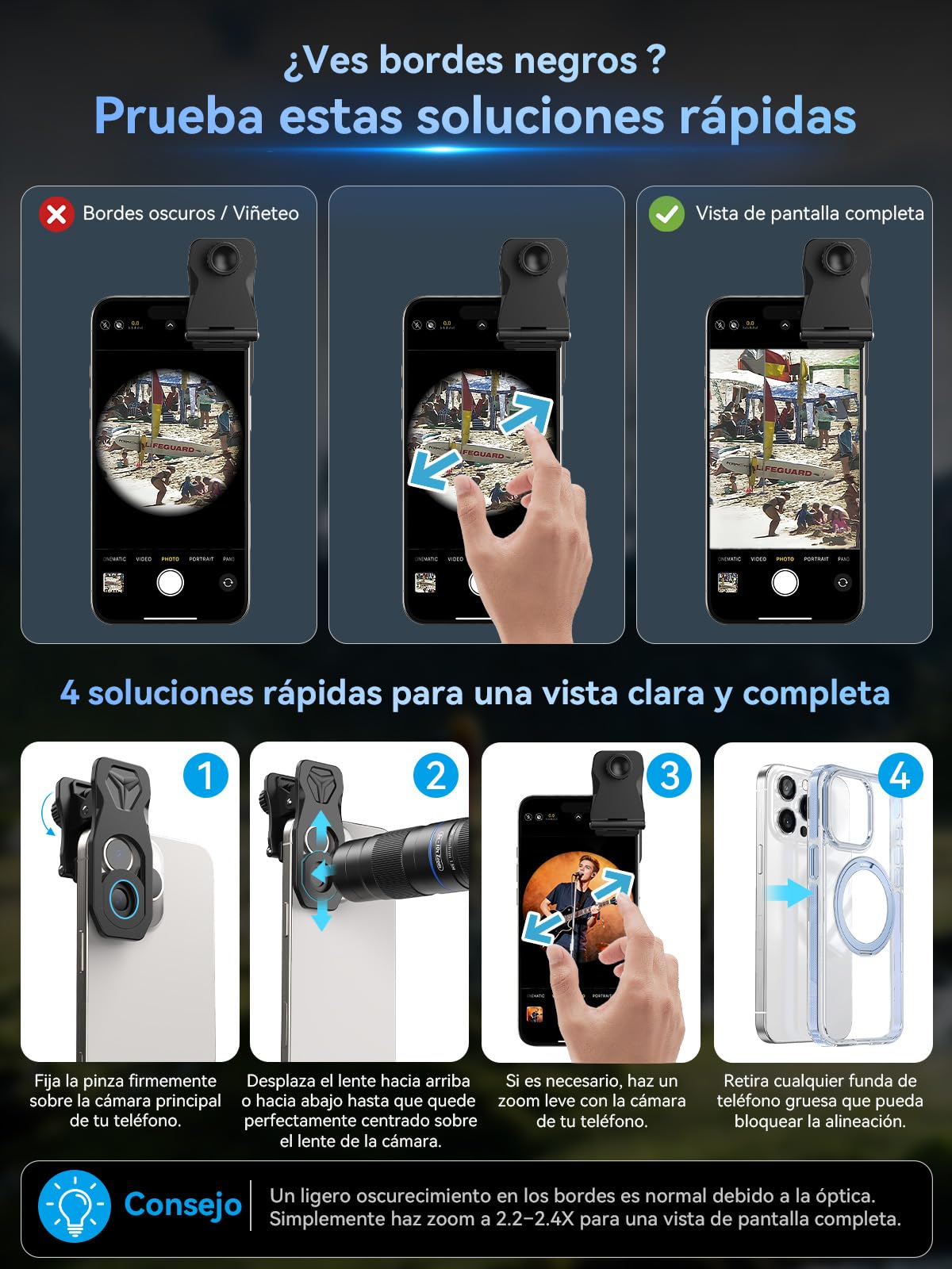 APEXEL 5-10X Lente Zoom para iPhone 17/16/15/14/13 Series, Zoom para Moviles Clip para Cámara de Móvil, Zoom Optico para Movil