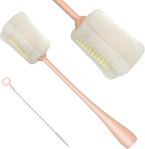 BEDELITE Limpiador de cepillo para biberones de agua, cepillo de limpieza de esponja de mango largo, cepillo limpiador de botellas con limpiador de