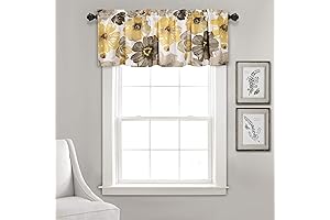 Lush Decor Leah Floral Insulated Grommet, Valance, Yellow & Gray