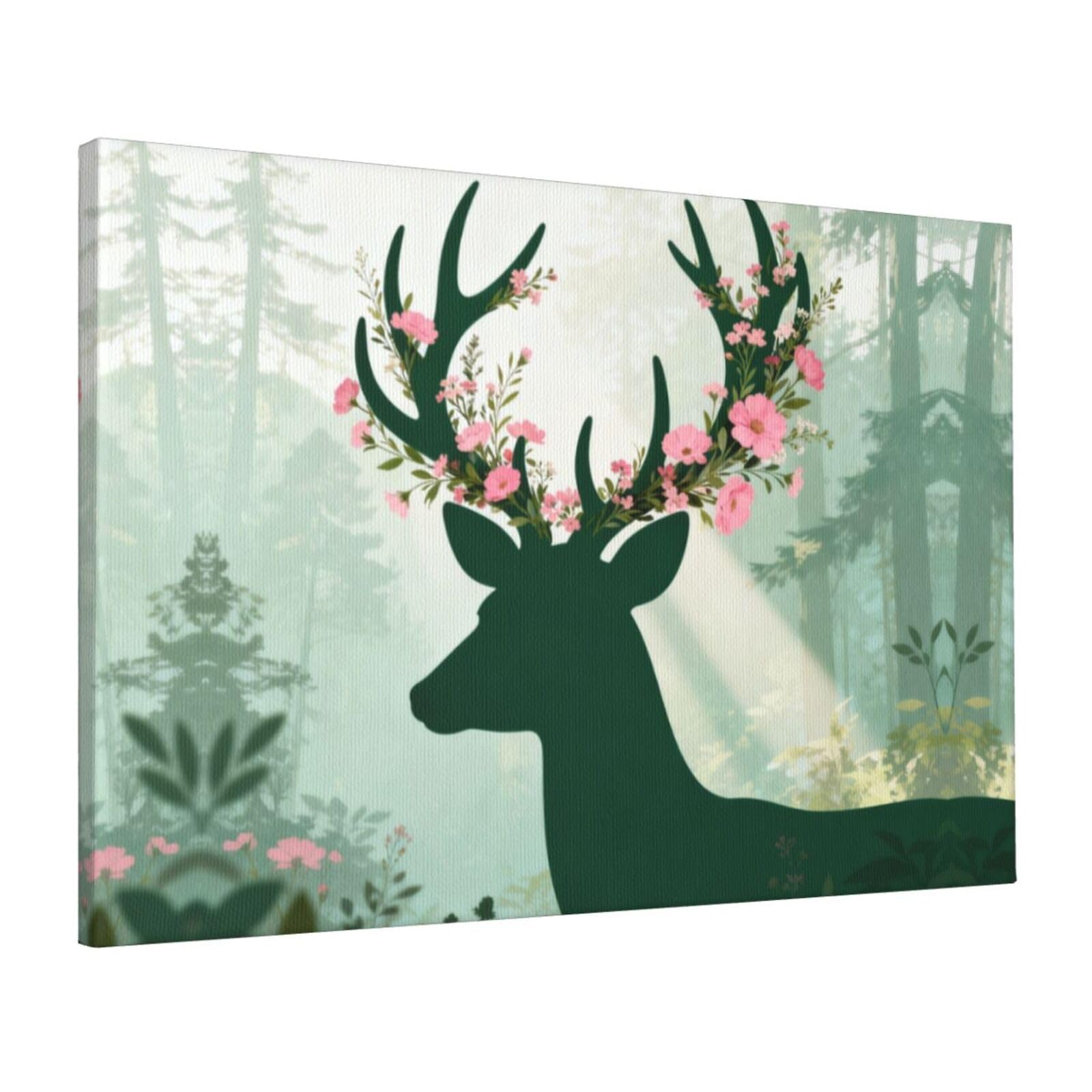 CNTDBU Flower Crown Canvas Wall Art 16x24 Inch-Large Modern Painting Print for Living Room, Framed Ready to Hang Artwork for Bedroom