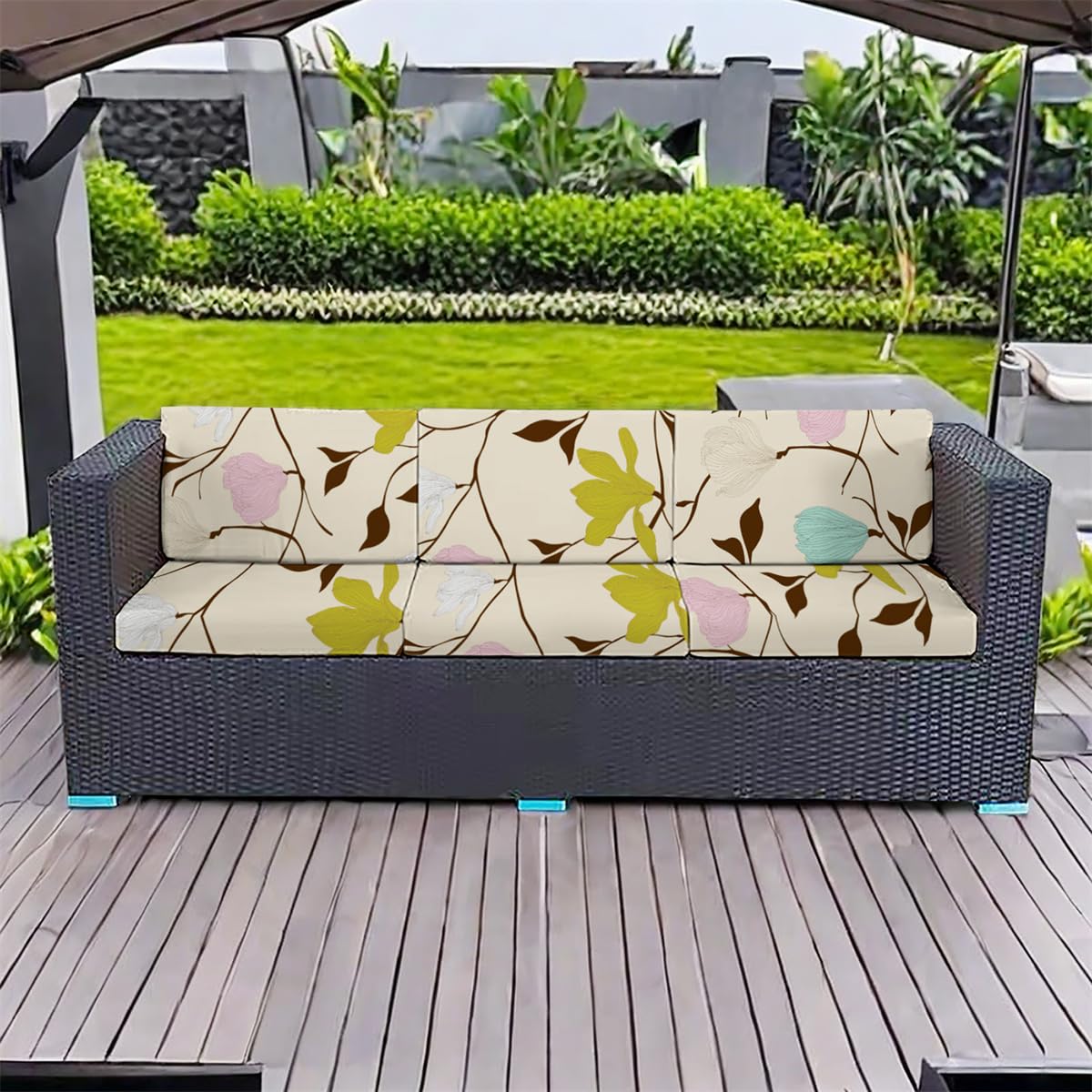 Copriseduta Divano Elasticizzato - Stampa Floreale Retrò, 65x65x20cm, Antiscivolo - Foto 10