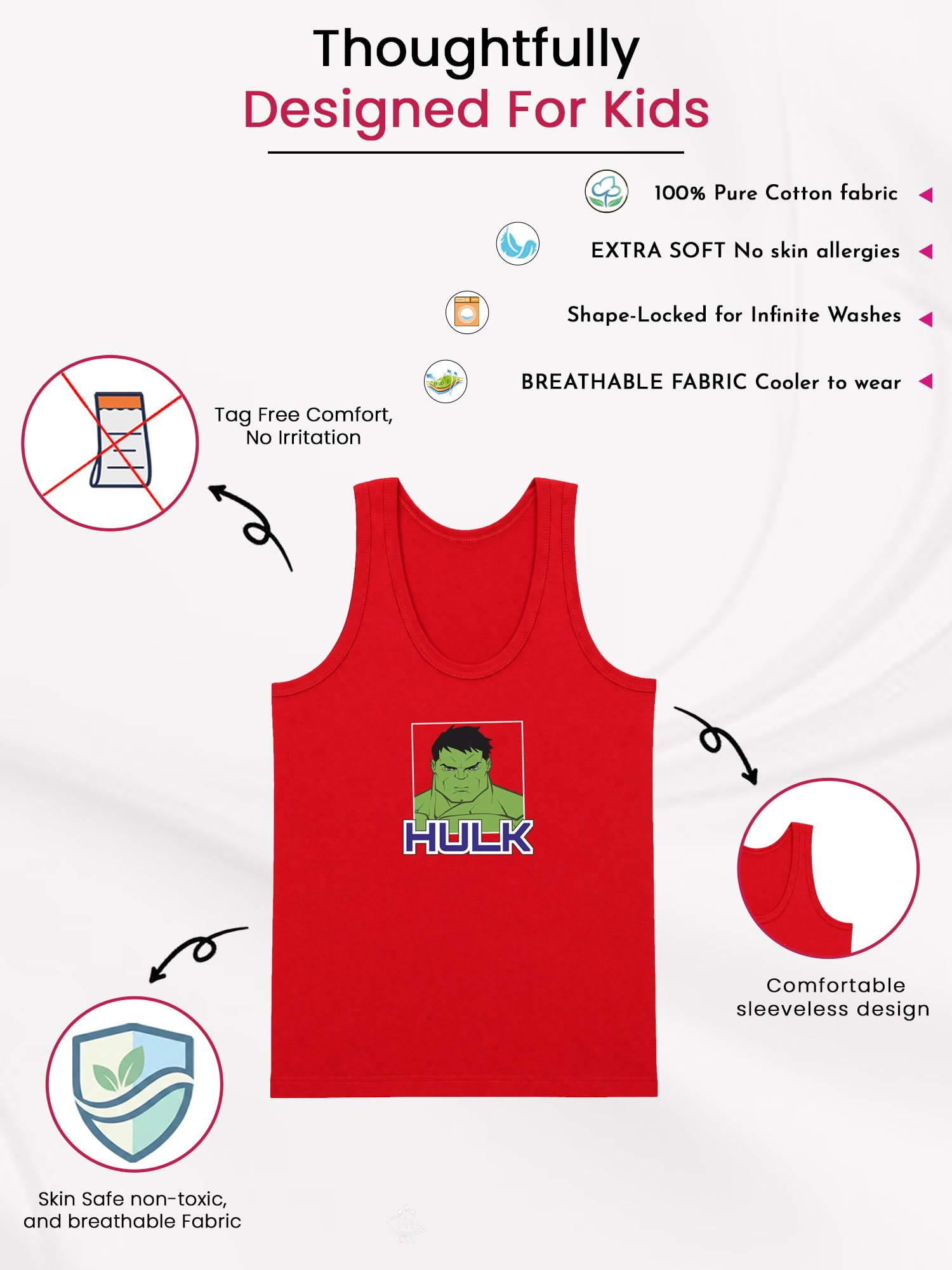 BODYCARE KIDS Boys Vest 100% Cotton Regular Fit |Cartoon Character | Skin Friendly | Lightweight | Sleeveless Design | Pack of 3 2