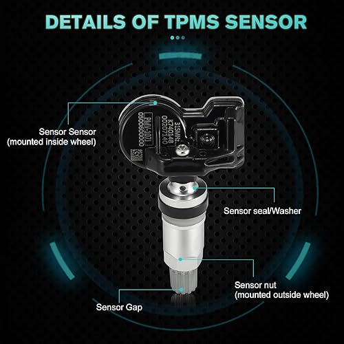 Miniatura 4 de 56029398AB Sensor de monitoreo de presión de neumáticos TPMS para Chrysler Jeep Fiat Dodge Ram 2008-2022, compatible con Charger Challenger Grand