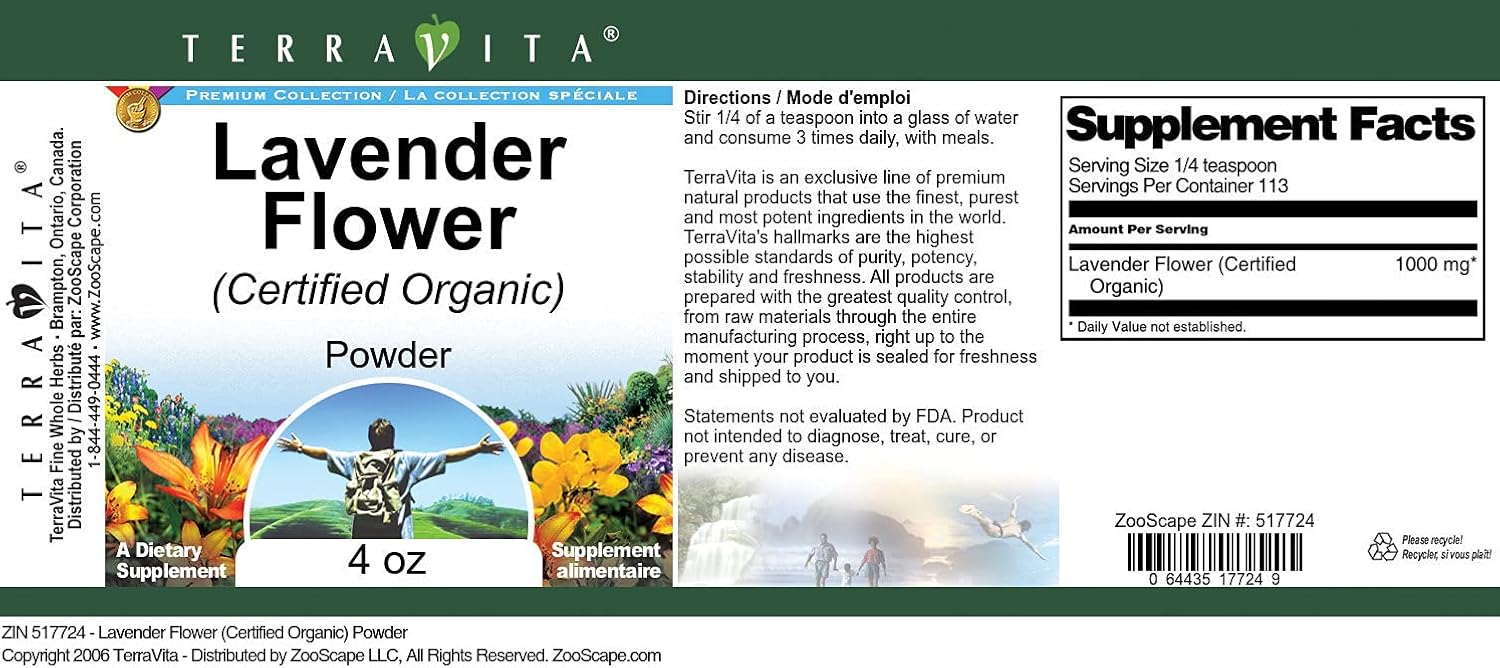 Lavender Flower (Certified Organic) Powder (4 oz, ZIN: 517724) - 3 Pack