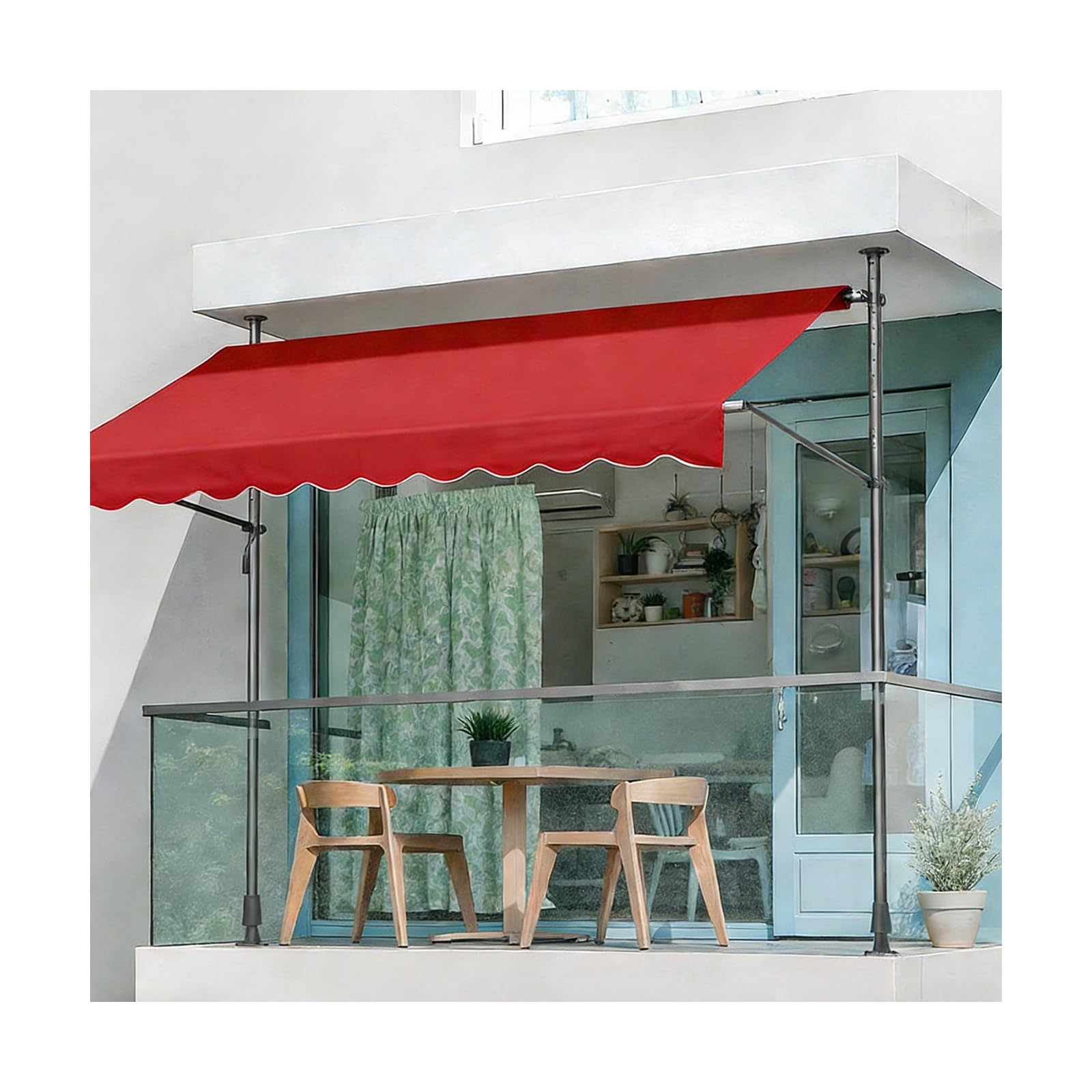 Store Banne sans PerçAge Auvent，Auvent RéTractable RéSistant，Facile à Installer, Angle Et Hauteur RéGlables, RéSistant Au Soleil, à La Pluie Et Aux UV.(Burgundy,300CM/118in)