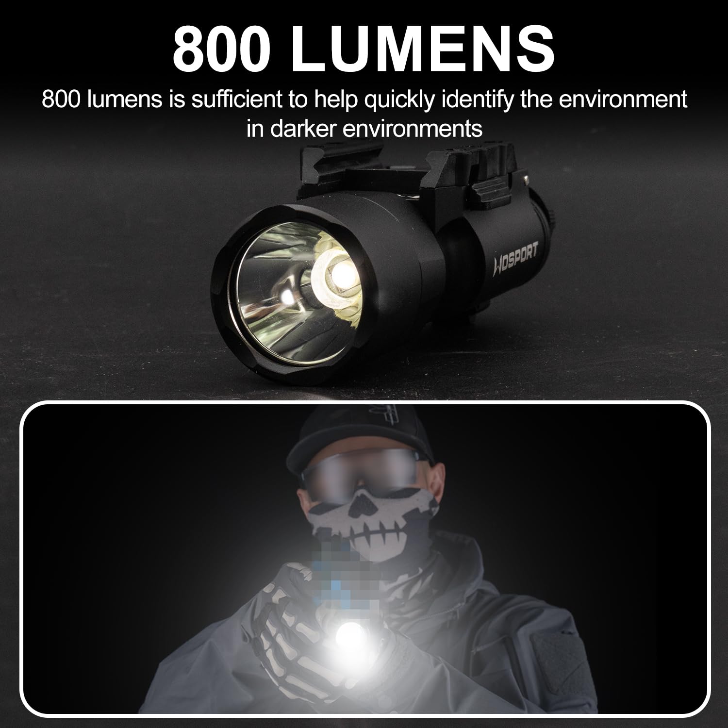 Zhongren X300 Tactical Pistol Light Flashlight Torch 800 Lumens White Lighting Tactical Airsoft Torch Flashlight 2 Mode Constant-on/Momentary-on Light (Tan) - Image 4