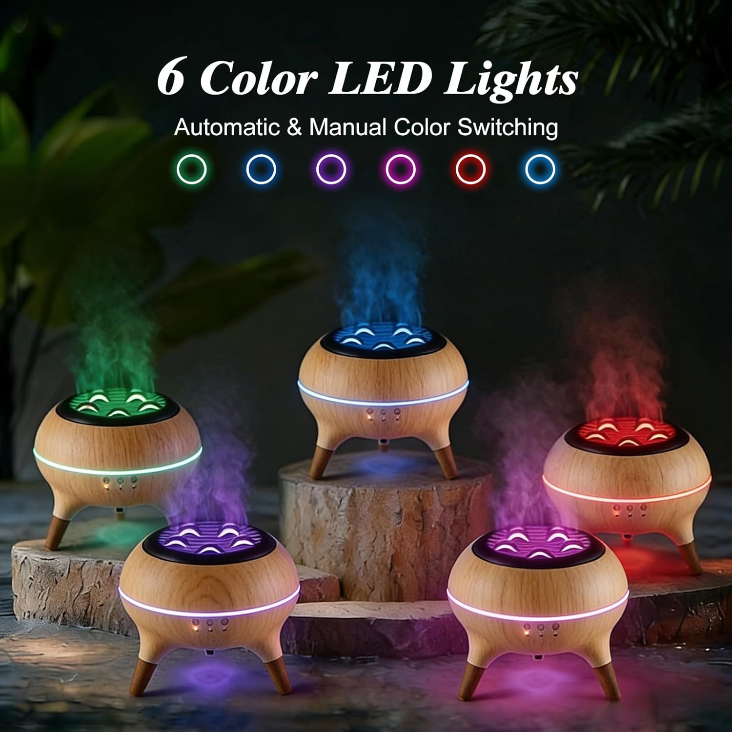 Essential Oil Diffuser 350ml, Essential Oils Large Room, Ultrasonic Aroma Diffuser with Remote Control,Timer, 7Colors Light Humidifier for Bedroom Home Office Hotel (Wood) - Image 4