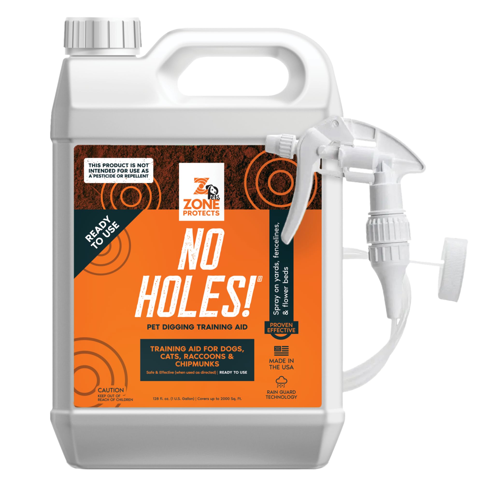Zone Protects No Holes Digging Dog Prevention Spray – Gallon Trigger Sprayer, Stop Dogs from Digging, Prevents Holes Under Fences, in Yards, and Flower Beds