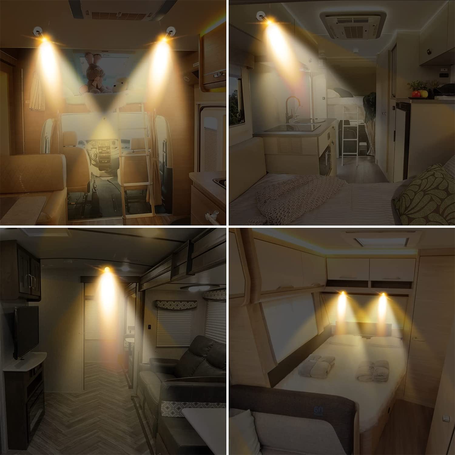 LEOSHI Luces LED de 3W, luz de Lectura con USB, Foco para Caravana, iluminación para Autocaravana, Autocaravana, RV, con Interruptor táctil Regulable Made in China