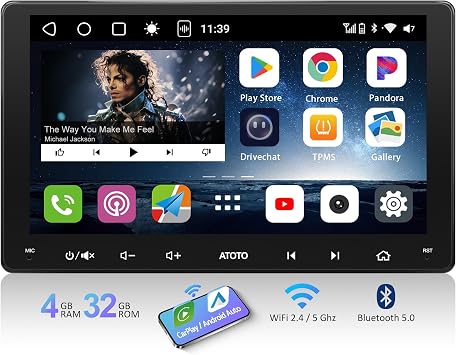 S8 Gen2 9inch 4G+32G Android Double Din Car Stereo, Built-in 4G, Wireless CarPlay & Android Auto, Dual Bluetooth, ChatGPT AI, GPS Tracking, VSVVirtual Surround-View Parking, S8G2094MS