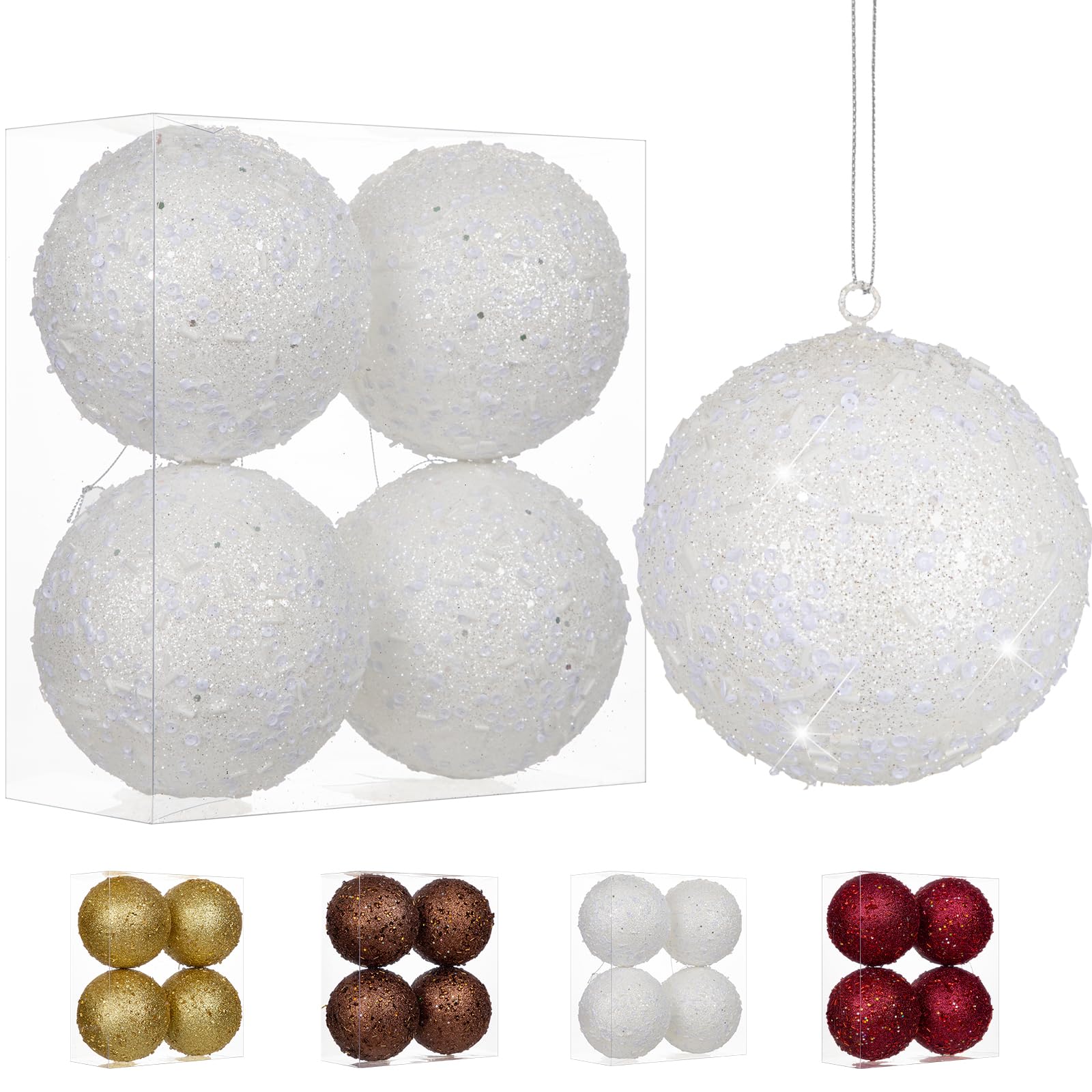 Oairse 12cm Large Christmas Bauble Ornaments 4 Pcs Shatterproof Baubles โ image 1