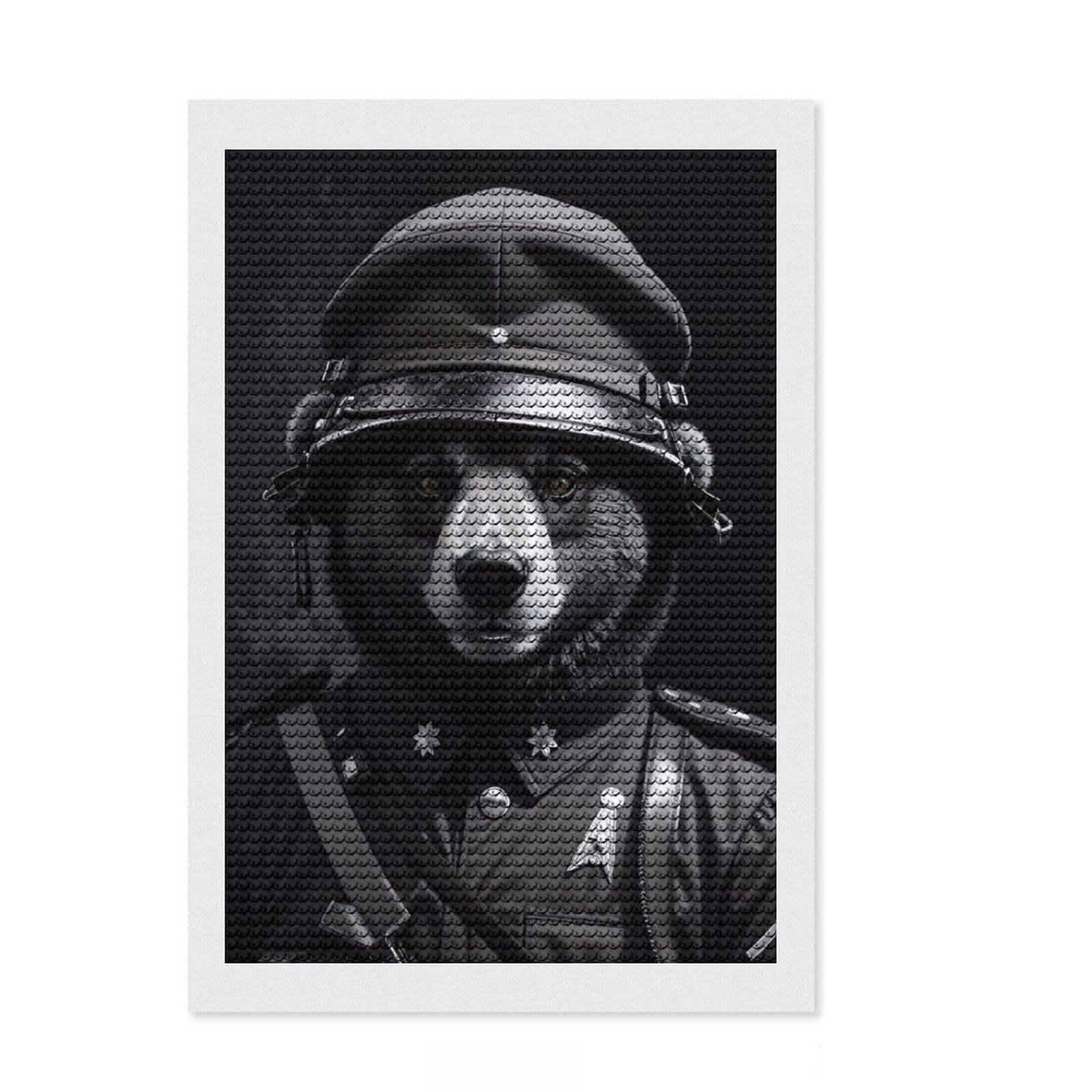 Junmoney Soldier Bear Animals Full Drill Diamond Painting Kit 8"x12", Nice Detail and Sparkle, Fun Craft Experience, Bedroom Decor, Gift Idea