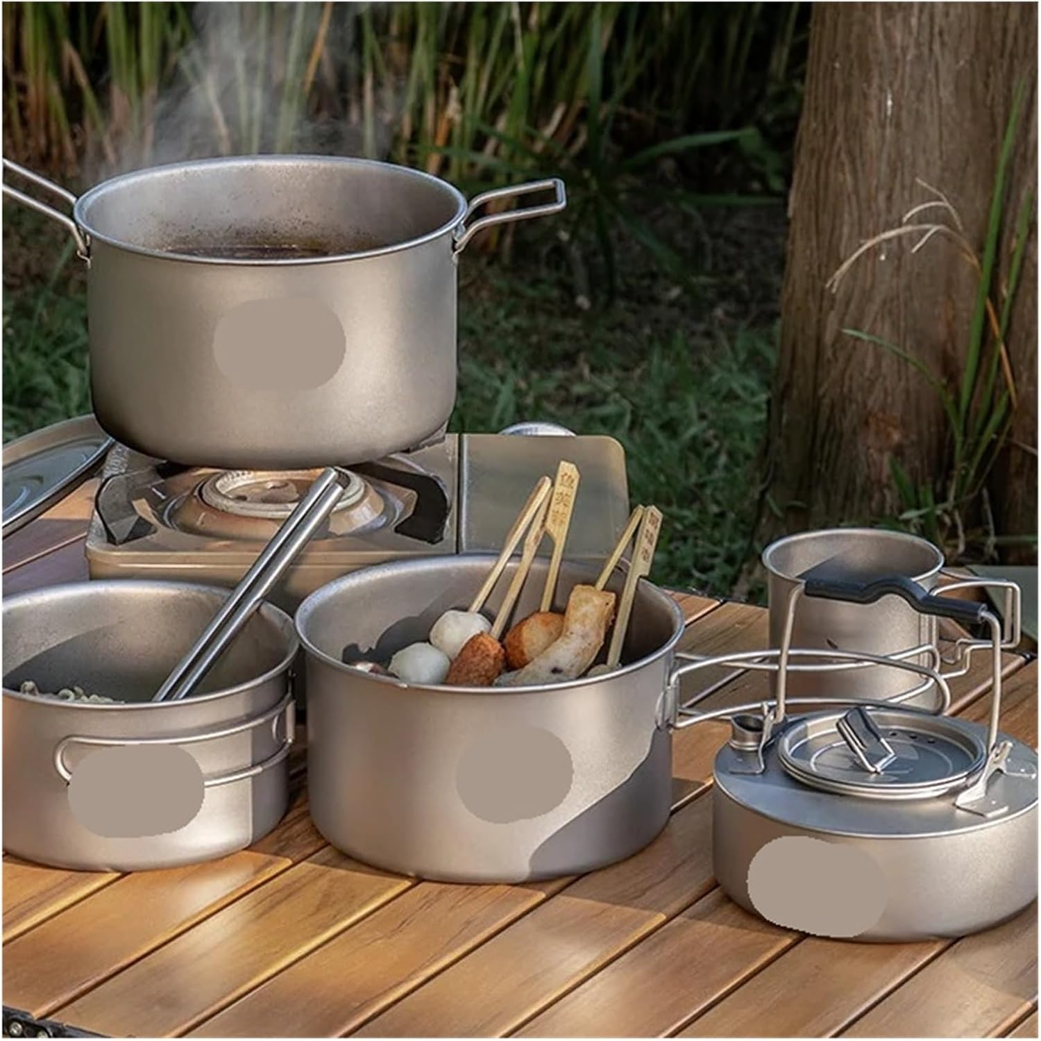 Compatible for Boundless Voyage Lightweight Titanium Pot Outdoor Portable Cooking Set Backpacking for Hiking Trekking Picnic Fishing