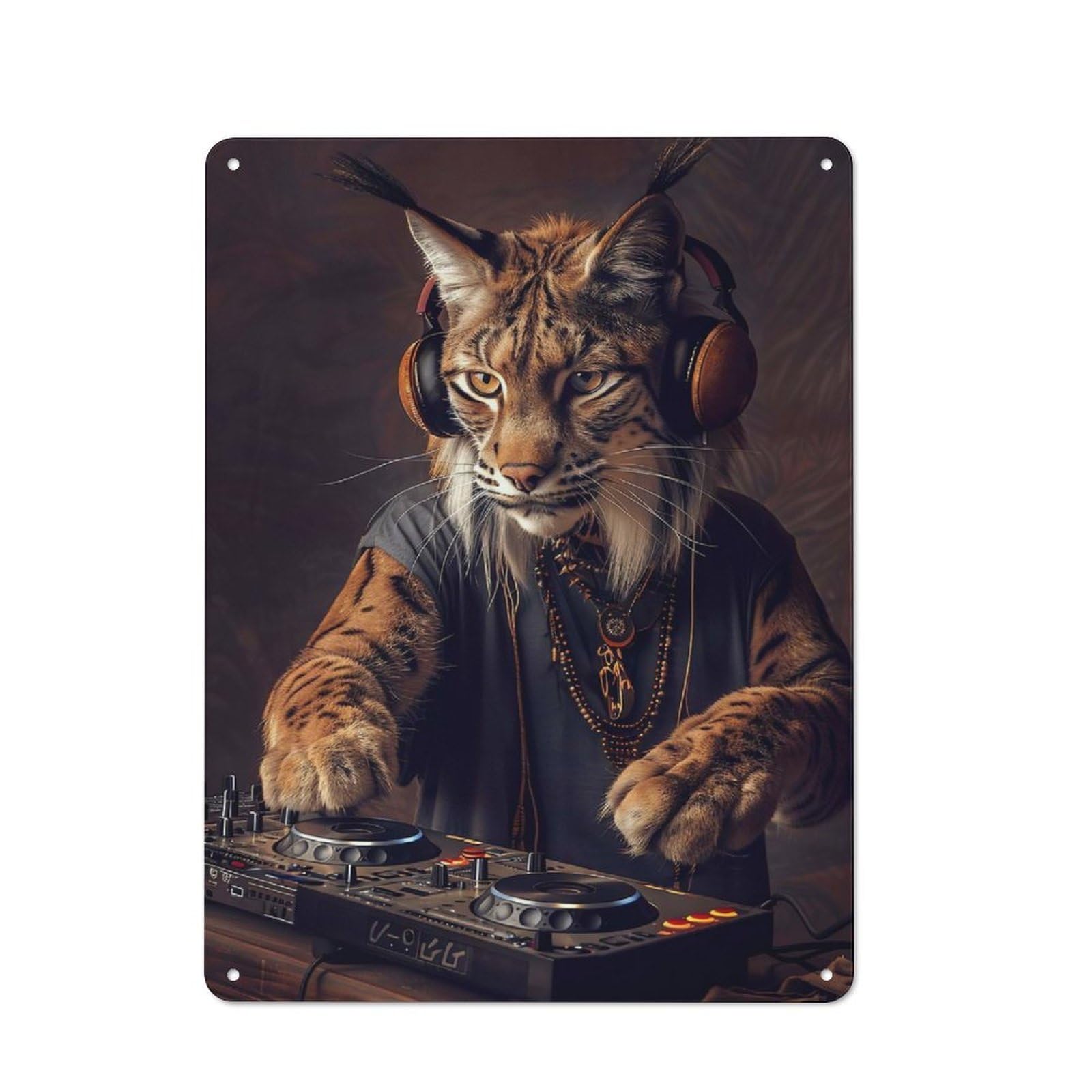 Junmoney Lynx Dj Retro Tin Sign 40X30cm For Living Room Or Hallway, Gift For Living Room Decor Lovers During The Christmas Season