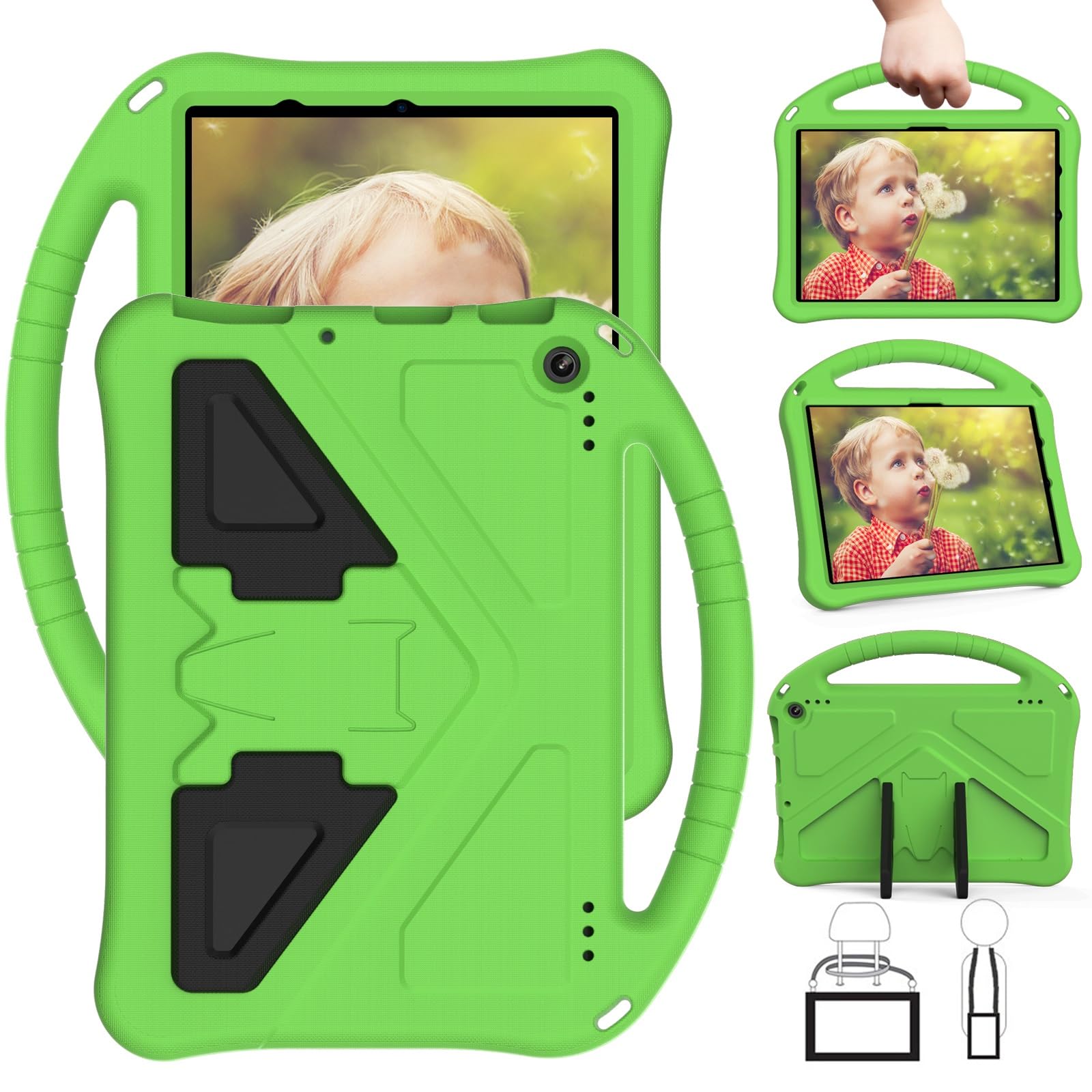 Custodia protettiva per tablet PC compatibile con Kindle Fire HD10/HD10 Plus 2021, custodia protettiva leggera in EVA per bambini, custodia protettiva antiurto resistente agli urti a prova di caduta