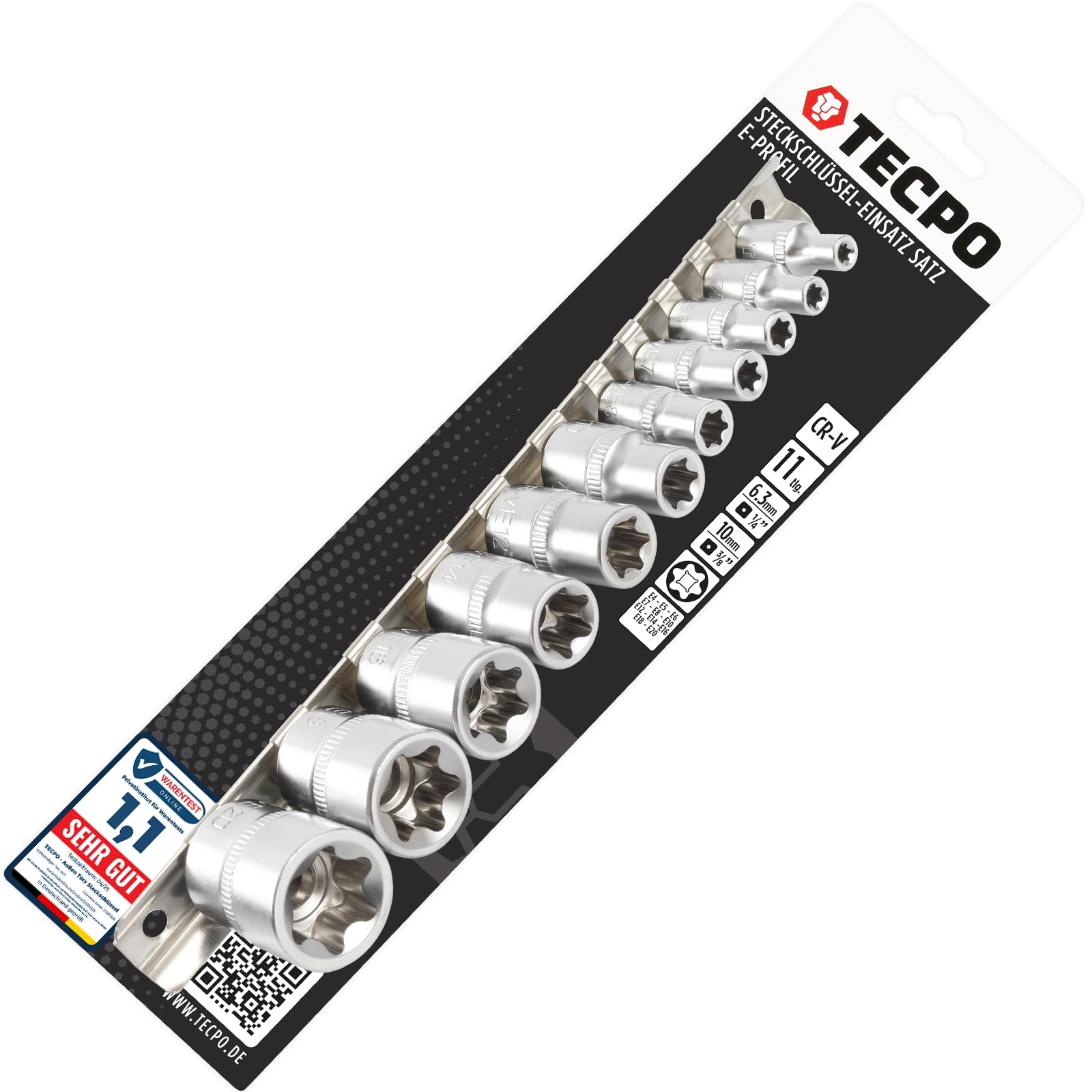WANDGU Ensemble De 14 Douilles Torx Externes E4 à E24 - Acier Chrome-Vanadium, Coffret Atelier Et Industrie