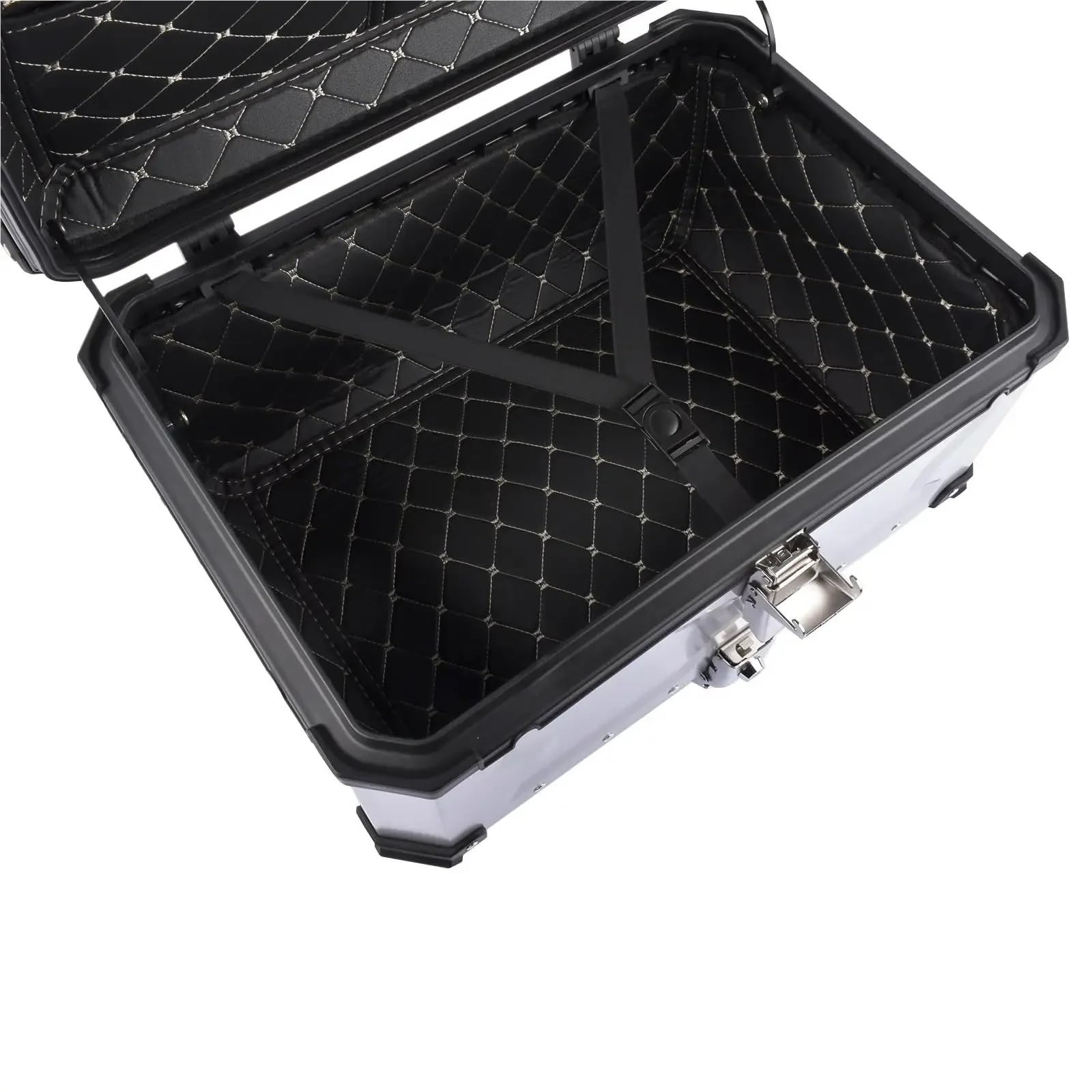motocyklowyTopcase AP03 65L aluminiowy wodoodporny kufer motocyklowy, bagażnik tylny z zamkiem zabezpieczającym do bagażu (srebrny) bagażnika motocykla