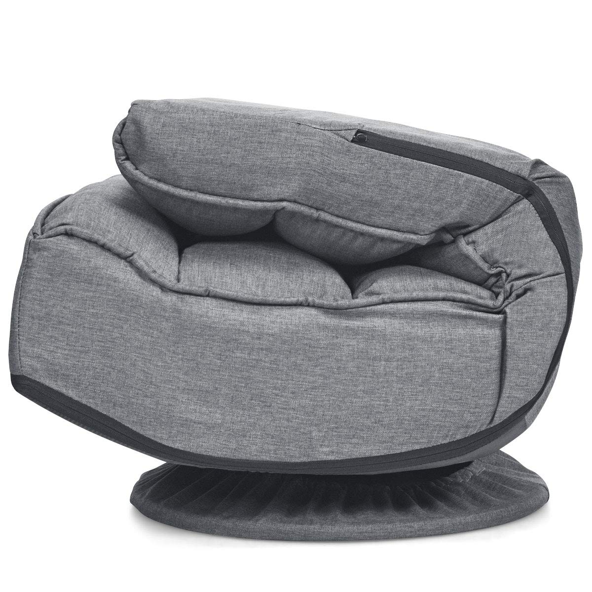 GIANTEX Bodensessel 360° drehbar, Bodenstuhl 5-stufig Verstellbarer Rückenlehne, Bodensofa gepolstert klappbar, Faules Sofa Meditationsstuhl bis zu 120kg belastbar, Game Sessel Lazy Sofa (grau)