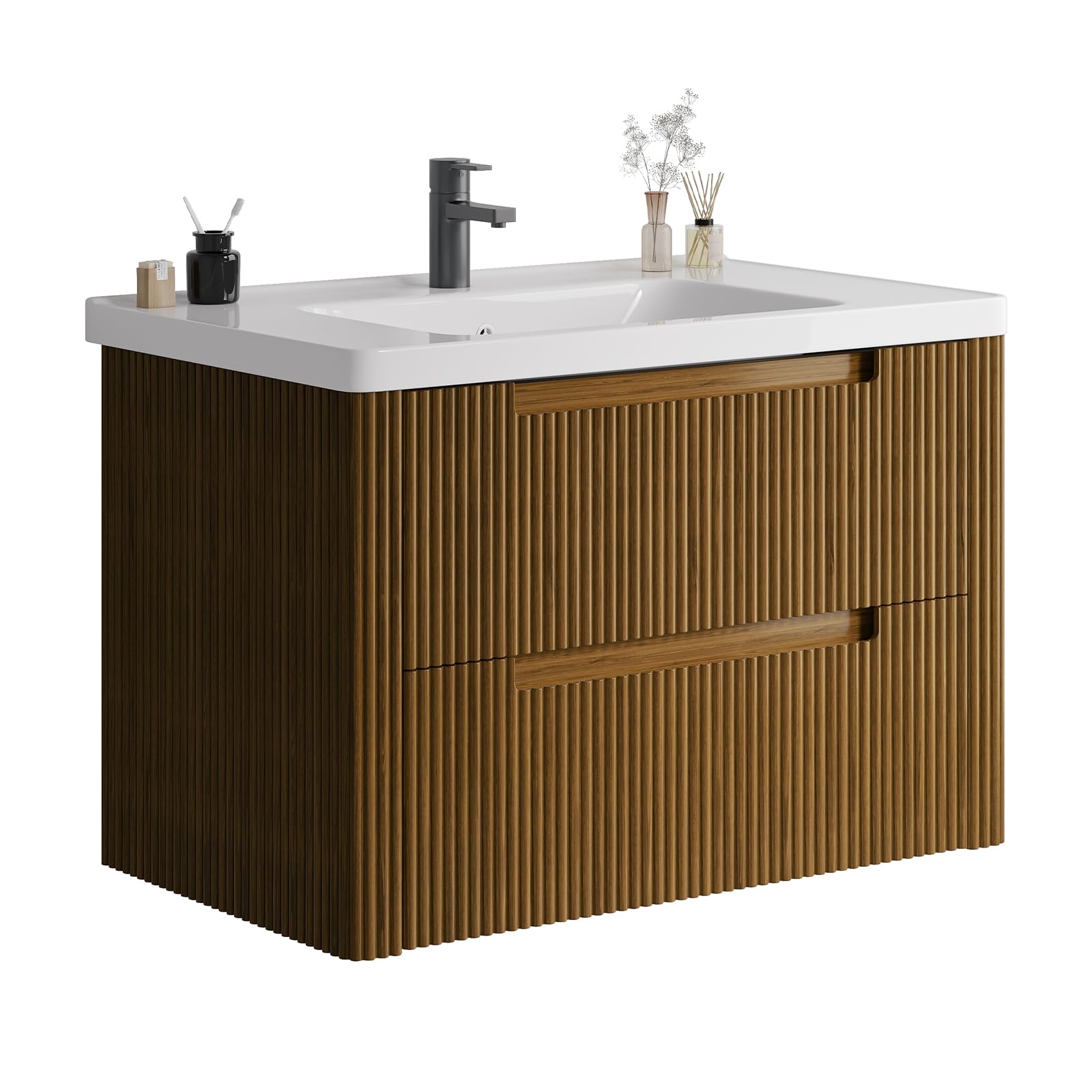 ONBRILL 32 Inch Bathroom Vanity with Ceramic Sink, Floating