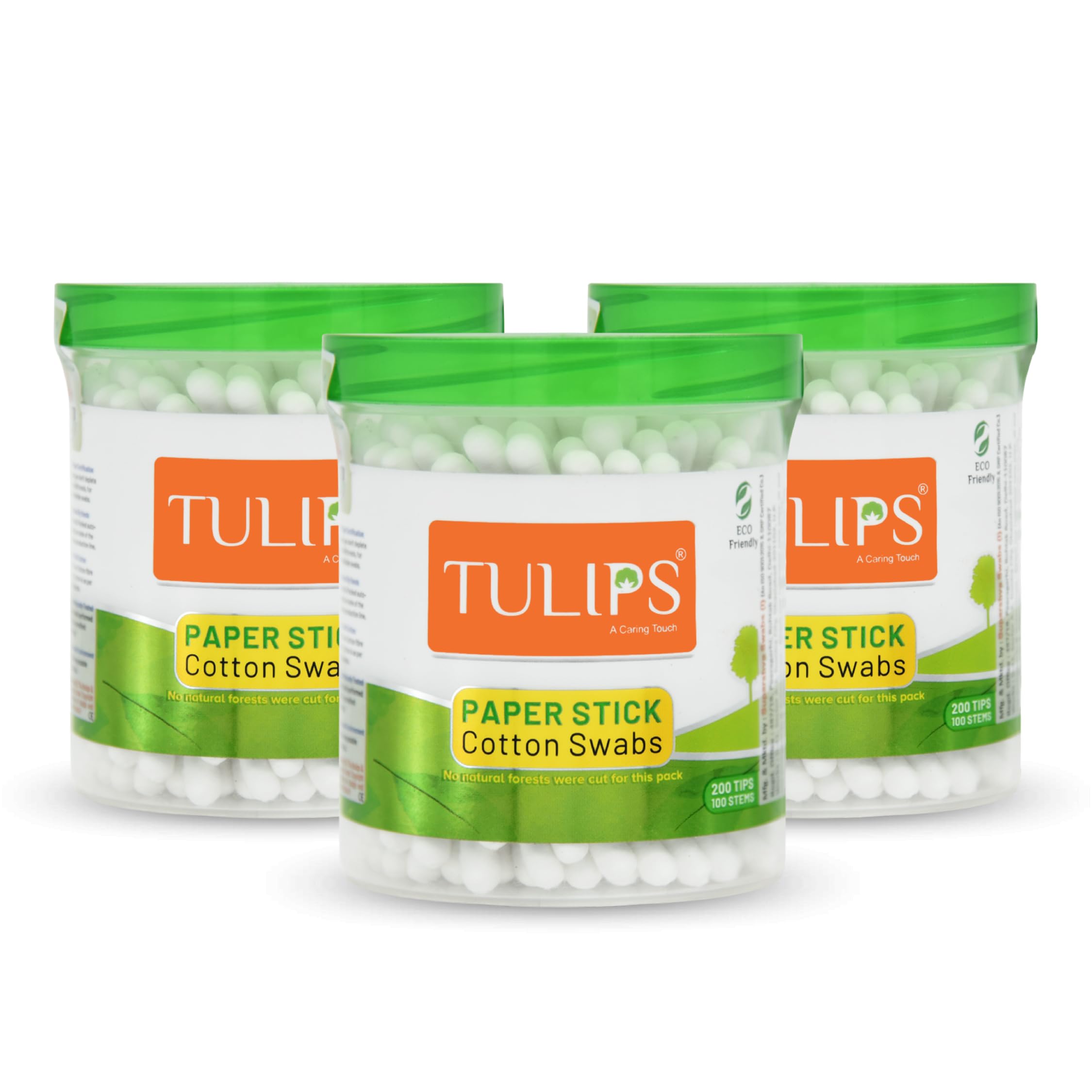 TULIPS Cotton Ear Buds/Swabs (pack of 3) with White PAPER Sticks (100/200 Tips) in a Jar-picture-56