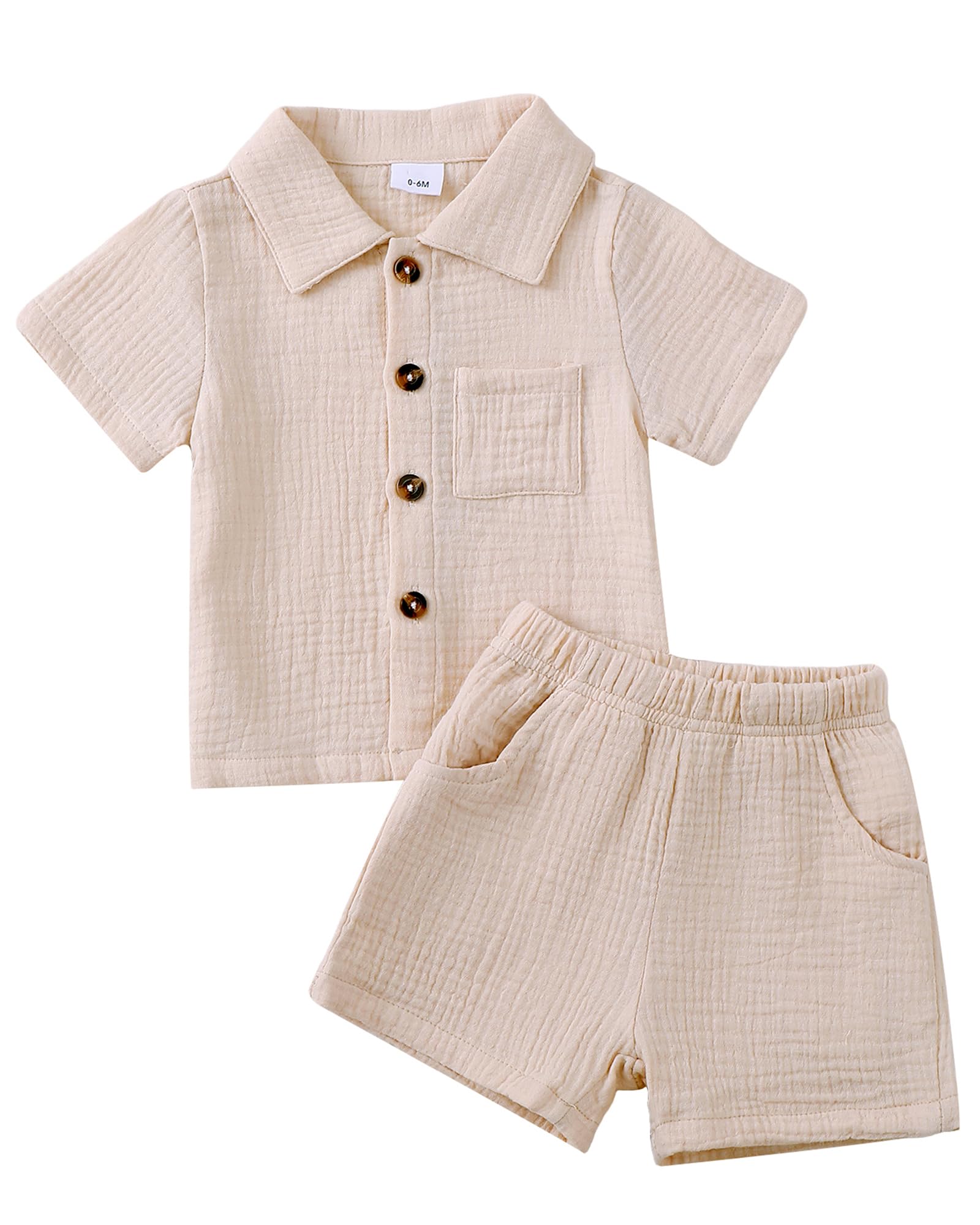 Jecson Baby Boy Clothes Baby Boy Outfits Baby Boy Summer Clothes Cotton 2 Piece Set with Button Down Shirt and Shorts 0-3T