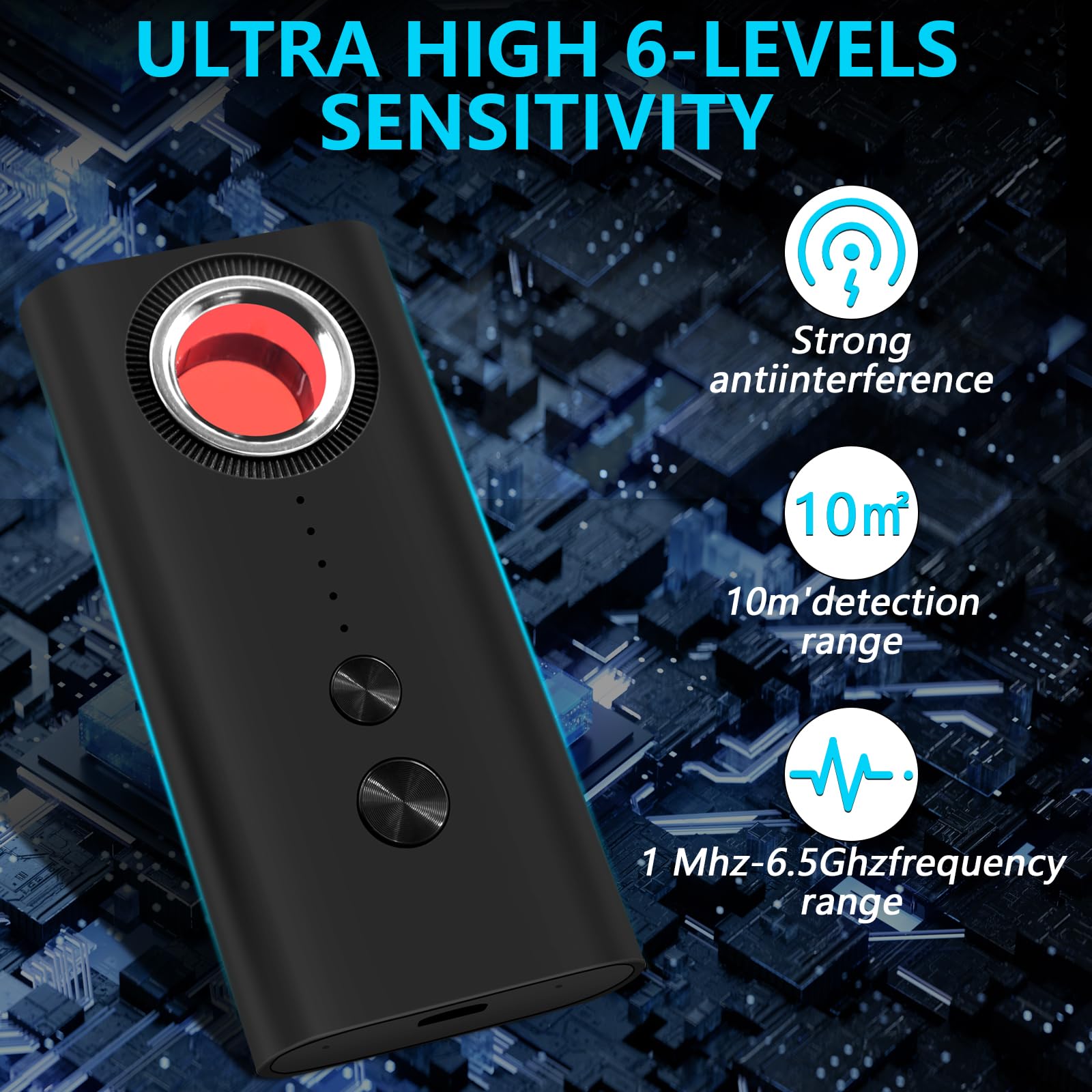 Yadayuki Rilevatore Microspie, Rilevatore Telecamere Nascoste Anti-Spia, Disturbatore di Segnale, Rilevatore di Cimici RF Senza Fil gsm Dispositivo (dunkel 1)