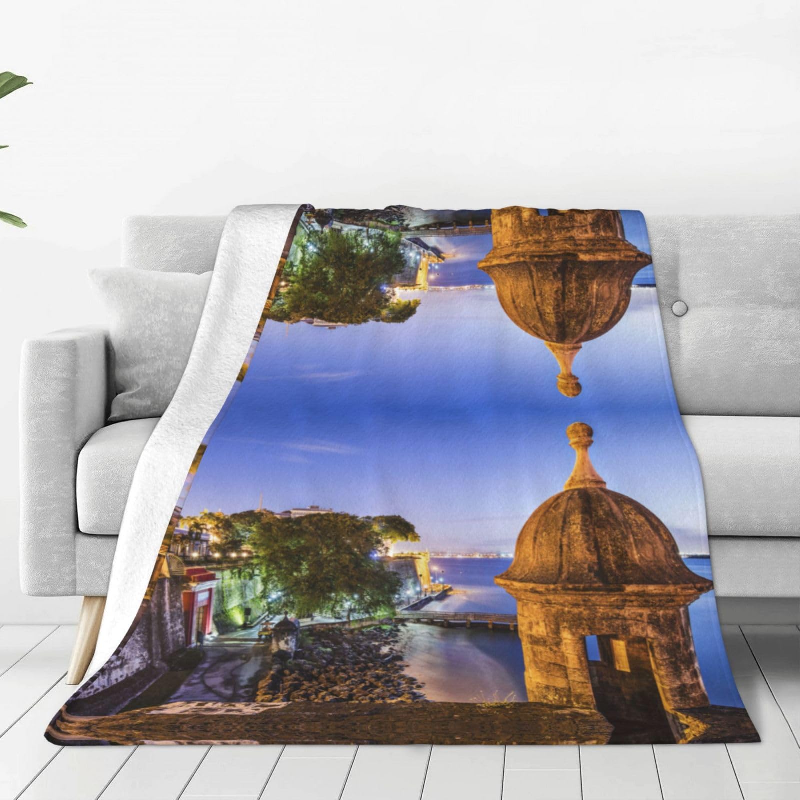 Couverture douce en flanelle Porto Rico avec polaire chaude haute densité 152 x 127 cm