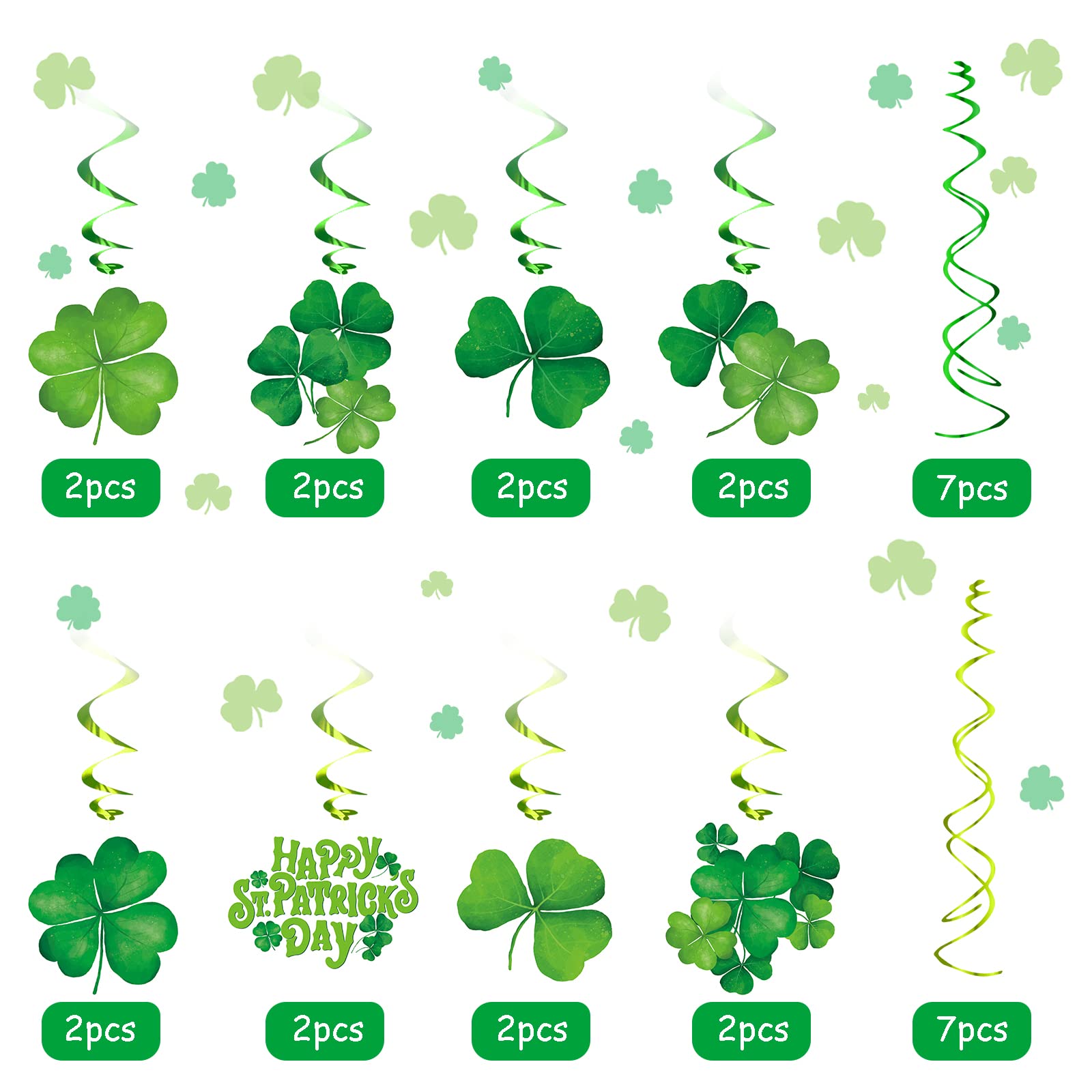 Bracelets Irlandais à Paillettes Verts - Lot De 2 Avec Trèfle Et Masque, Pour Saint-Patrick Et Fêtes