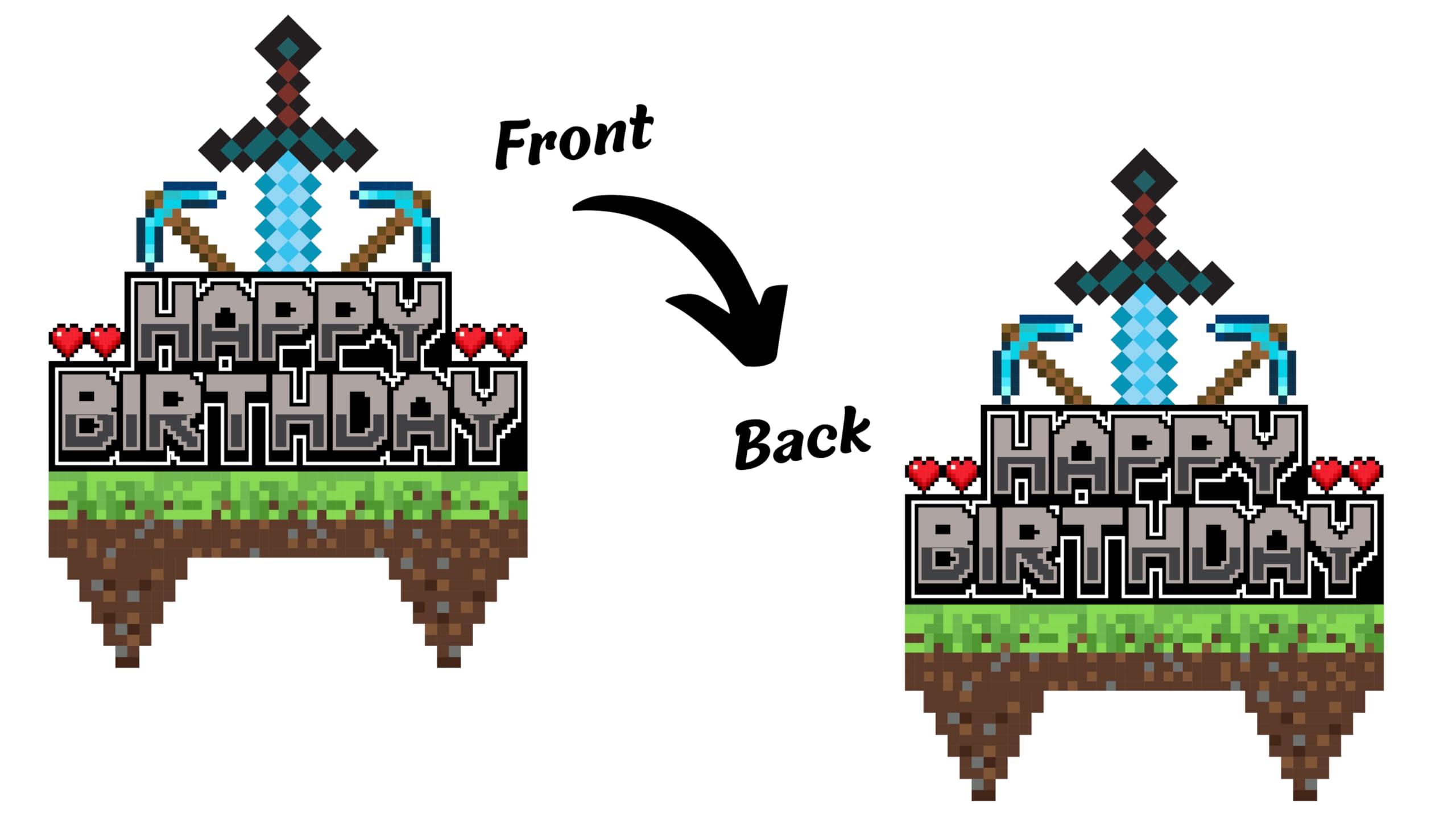 Mining Pixel Craft Birthday Cake Topper for Boys & Girls Video Game Themed Happy Birthday